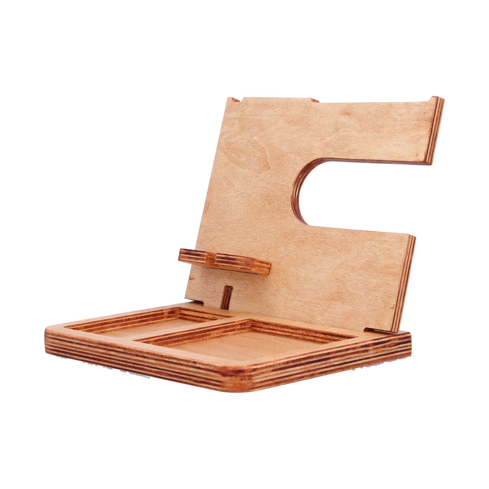 Wood Phone Docking Station Key Holder Desktop Storage Organizer Surface view 9