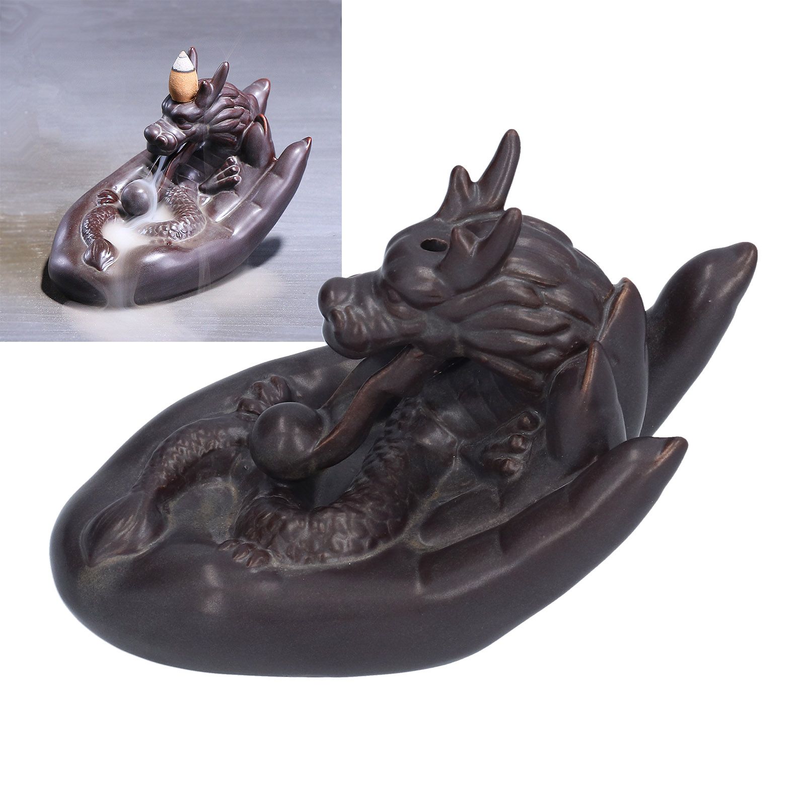 Ceramic Backflow Incense Burner DragonShaped Incense Holder Ornament for view 11