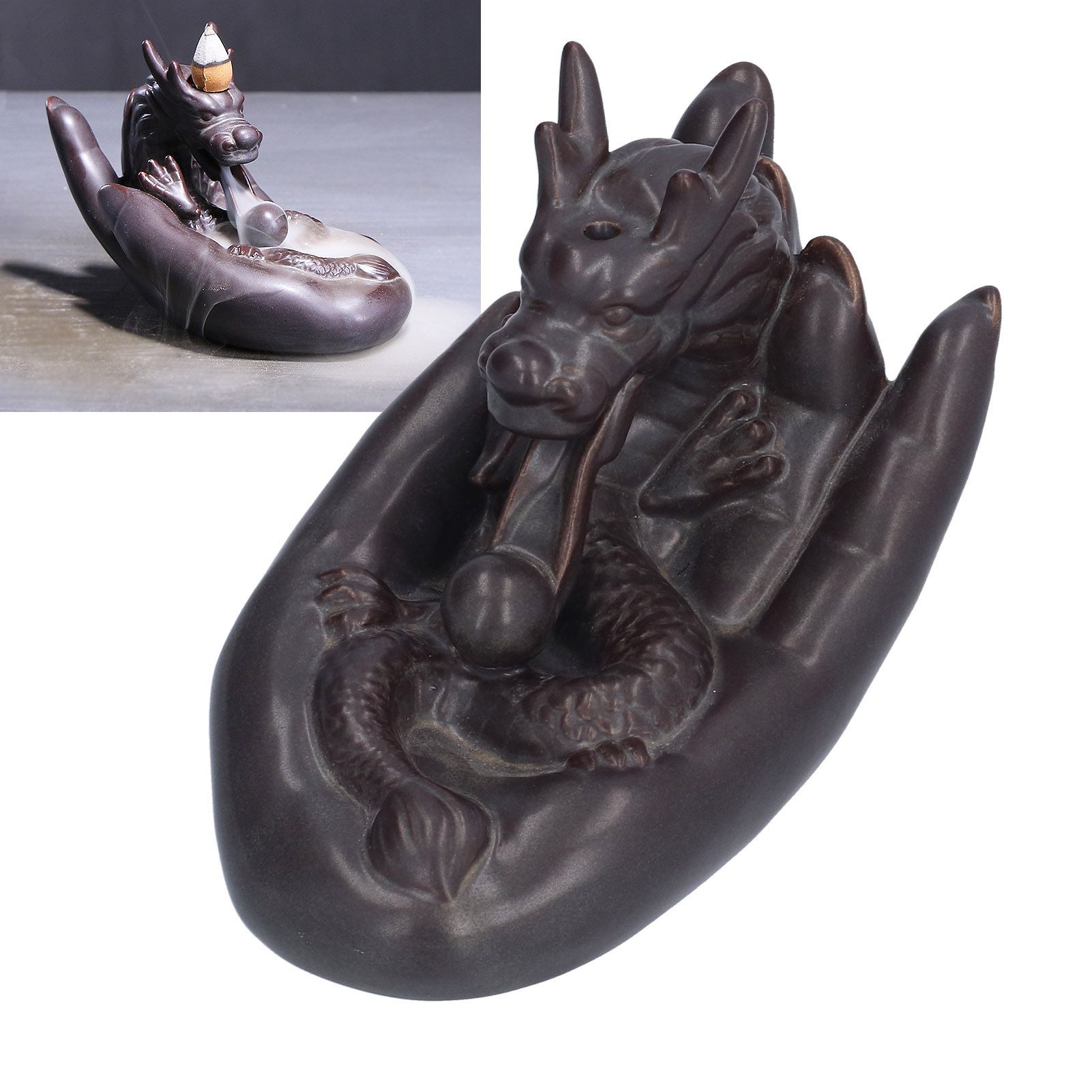 Ceramic Backflow Incense Burner DragonShaped Incense Holder Ornament for view 12