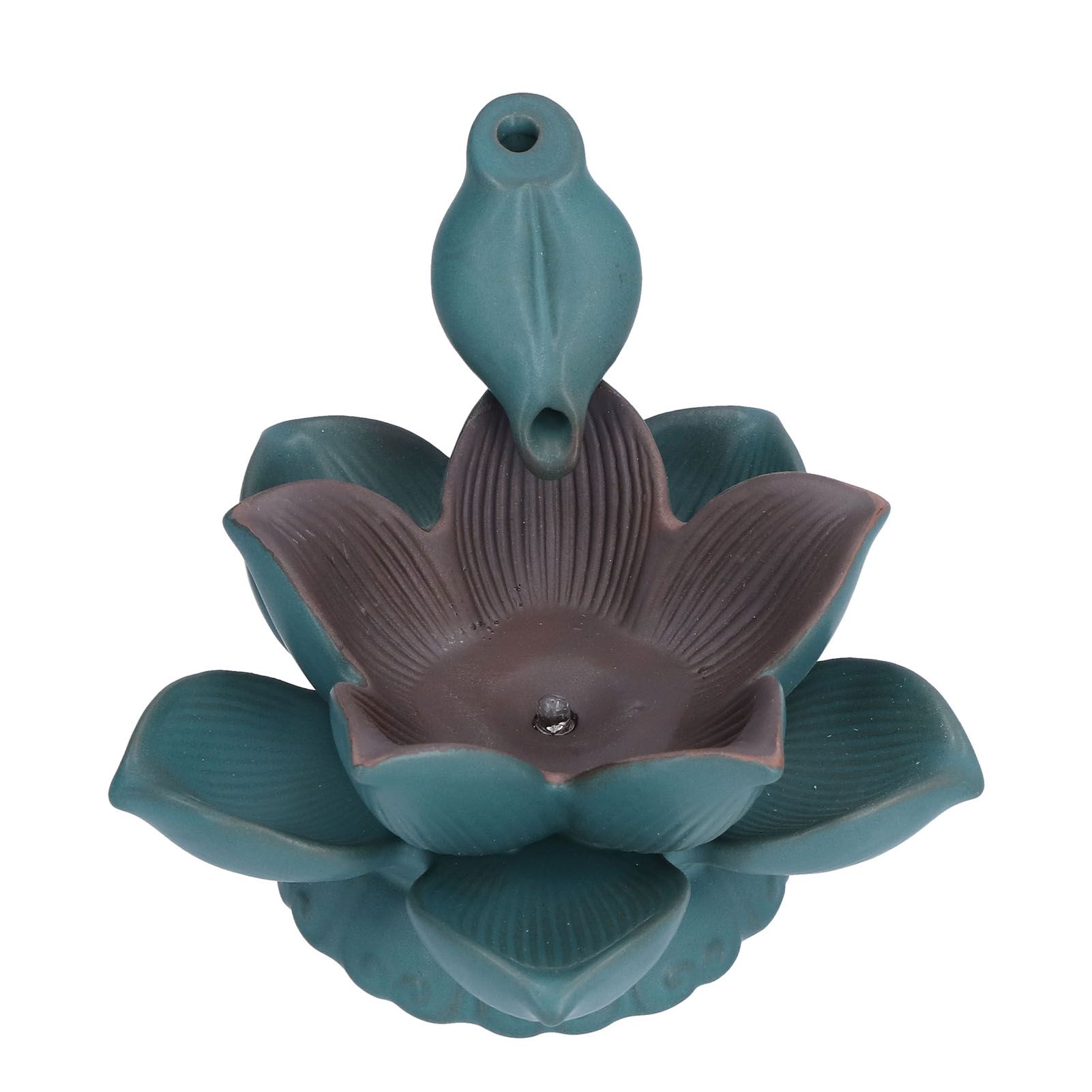 Lotus Shape Backflow Burner 7‑Color LED Light Incense Burner Desktop Ornament