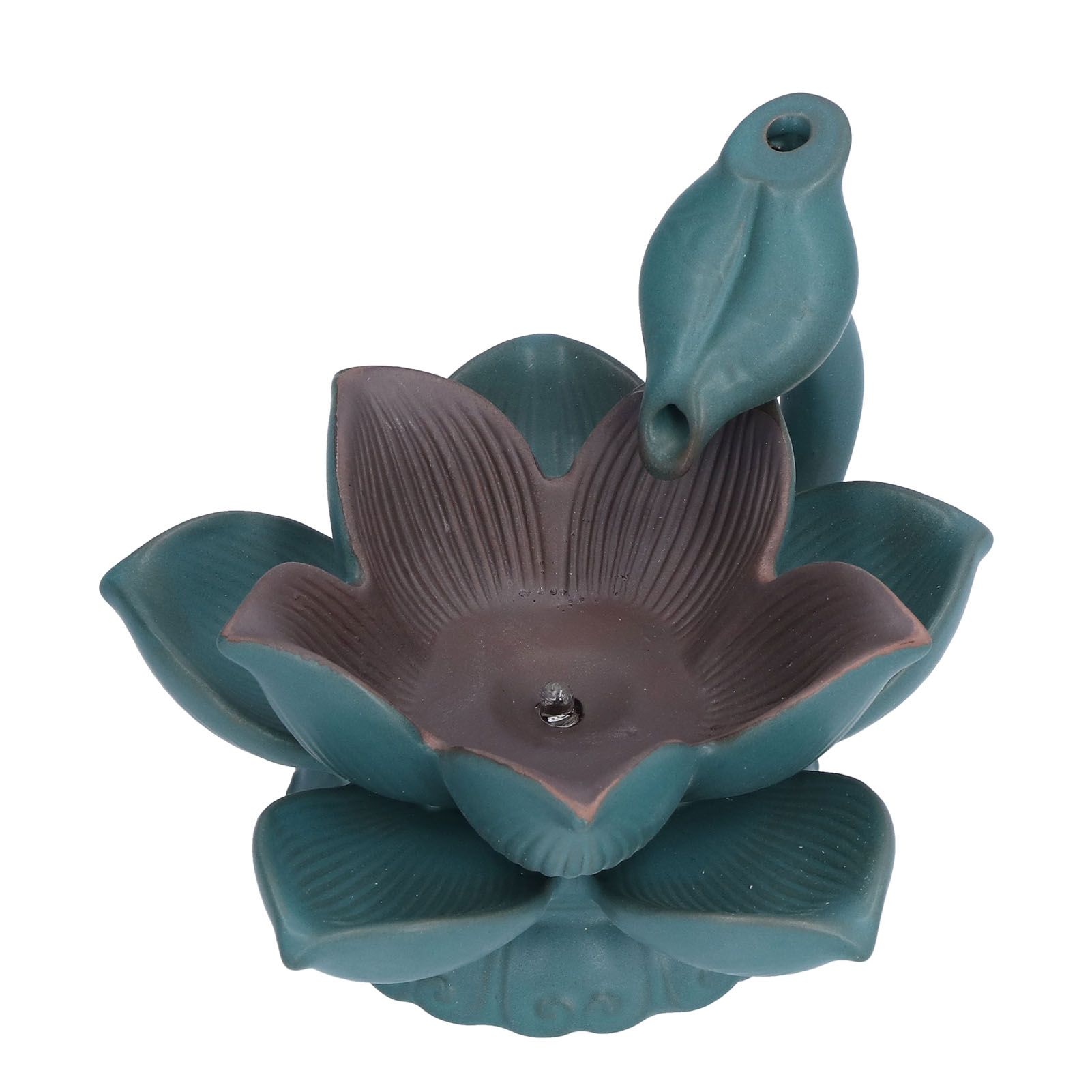Lotus Shape Backflow Burner 7‑Color LED Light Incense Burner Desktop Ornament view 2