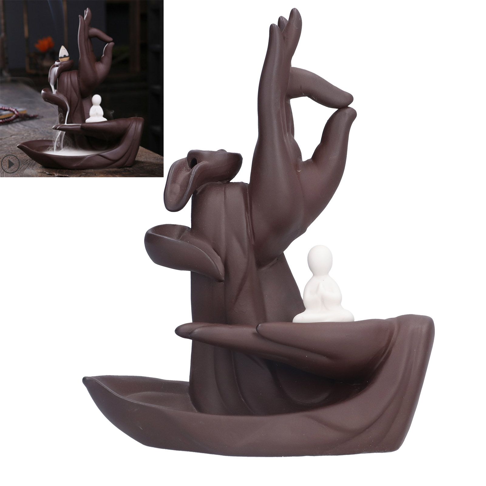 Buddha Hand Incense Burner HandMade Backflow Incense Holder Ornament for Home view 11