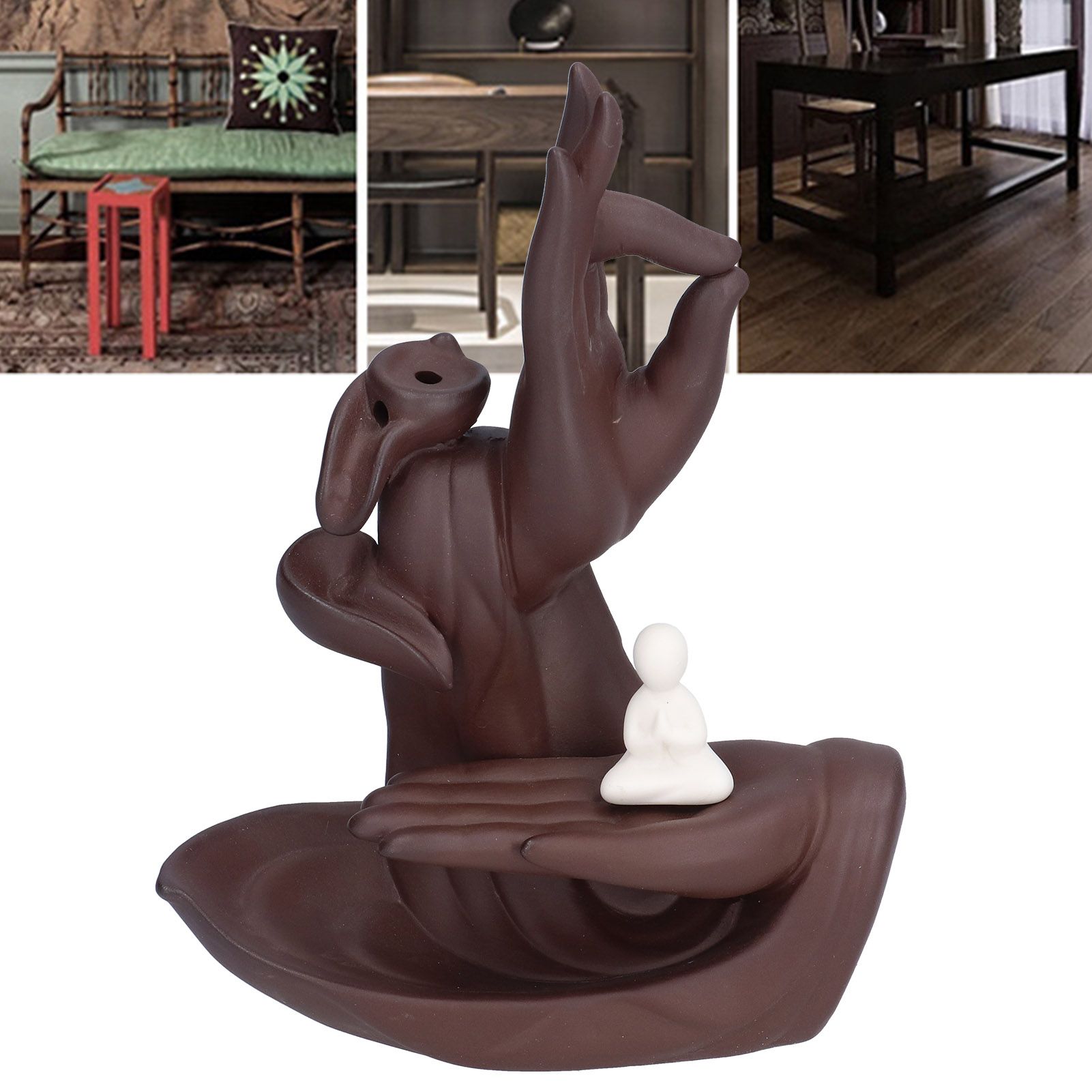 Buddha Hand Incense Burner HandMade Backflow Incense Holder Ornament for Home view 12