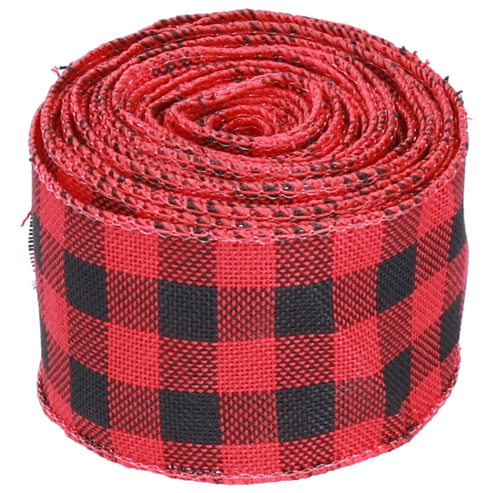 5m Christmas Wired Edge Ribbon Decorative Plaid Ribbon for Home DIY Gift