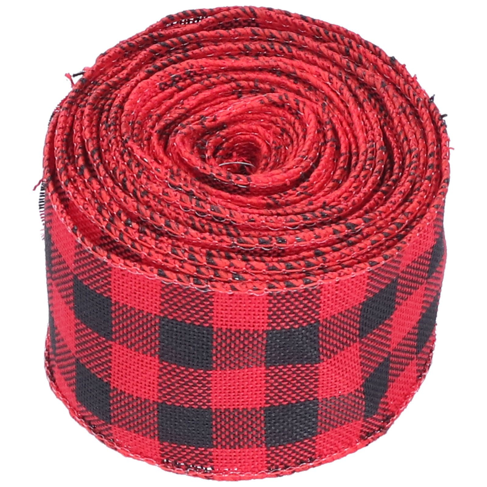 5m Christmas Wired Edge Ribbon Decorative Plaid Ribbon for Home DIY Gift view 2