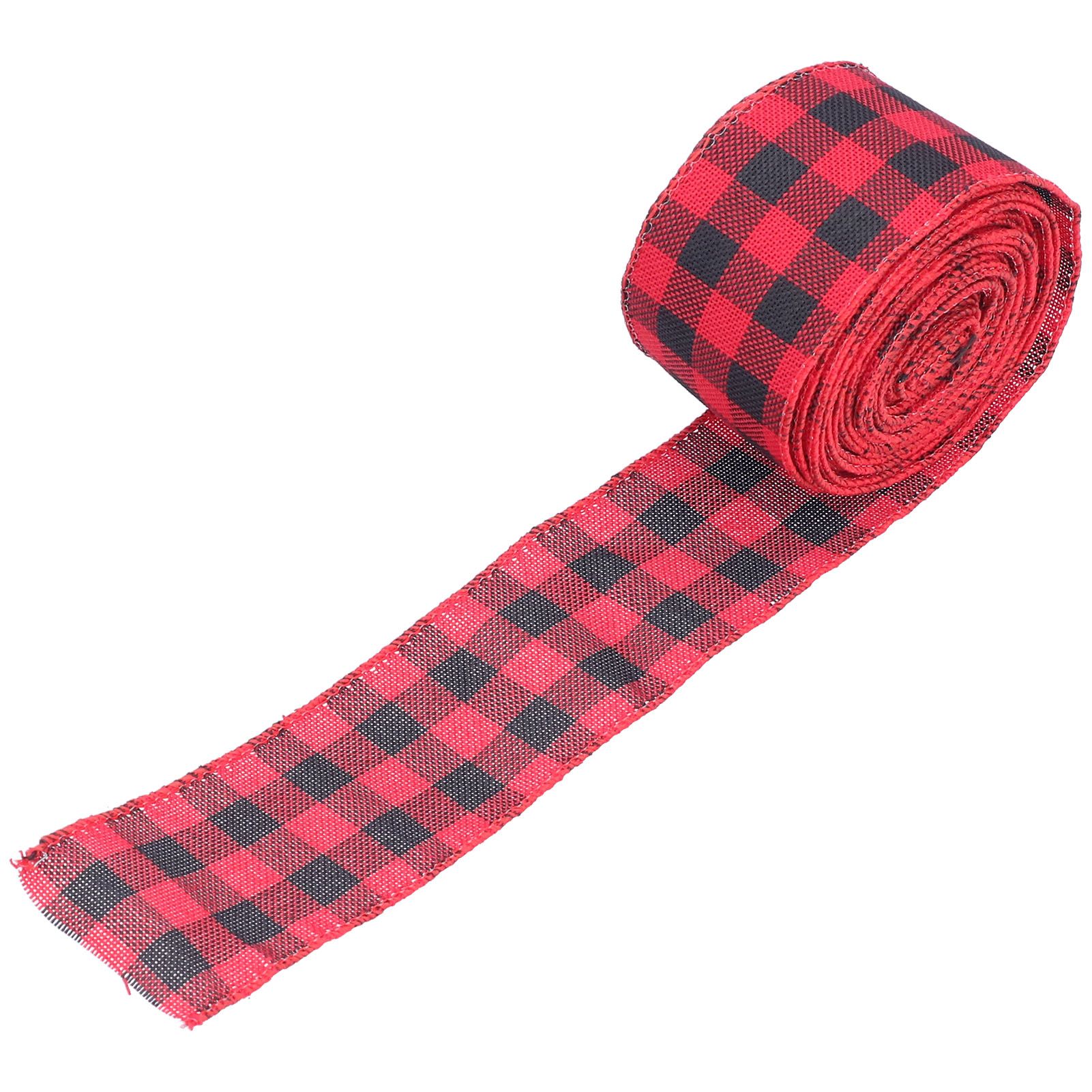 5m Christmas Wired Edge Ribbon Decorative Plaid Ribbon for Home DIY Gift view 5