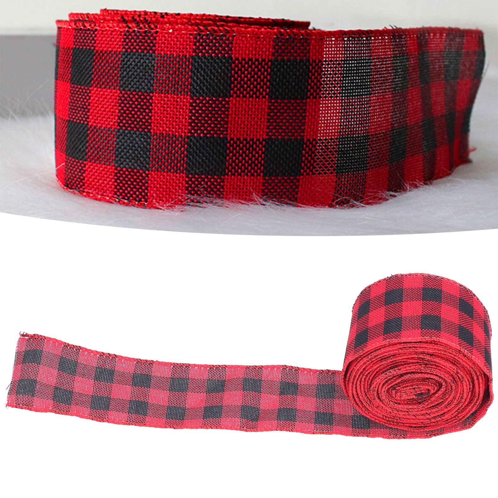 5m Christmas Wired Edge Ribbon Decorative Plaid Ribbon for Home DIY Gift view 12