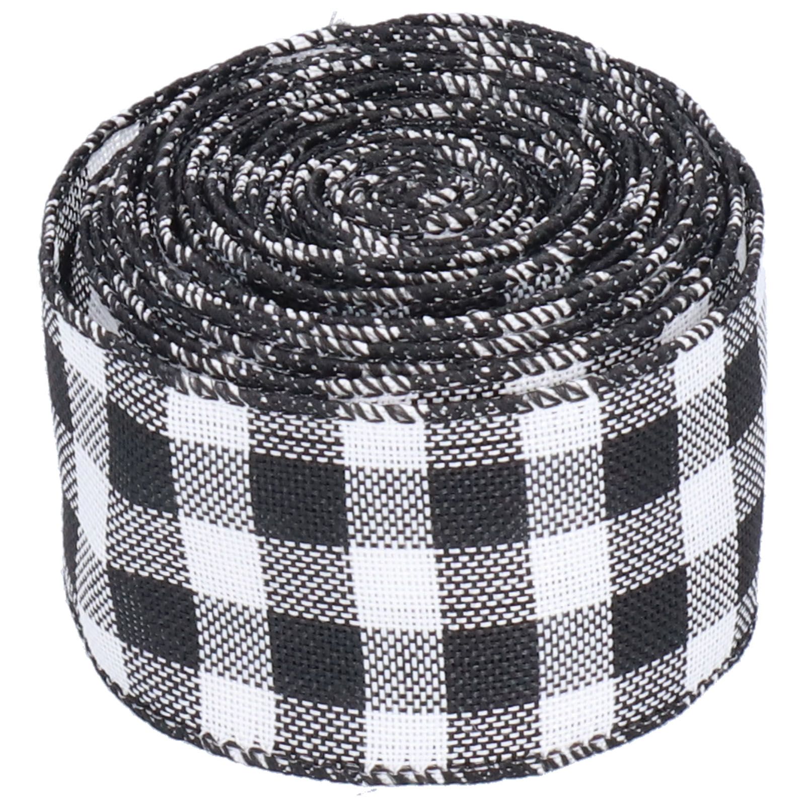 5m Christmas Wired Edge Ribbon Decorative Plaid Ribbon for Home DIY Gift