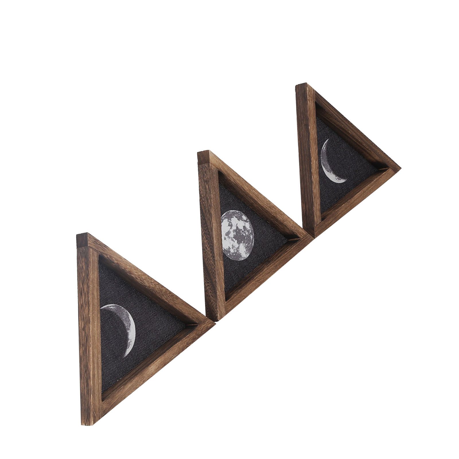 3Pcs Rustic Wall Moon Phase Decor Traingular Wall Decoration for Bedroom view 3
