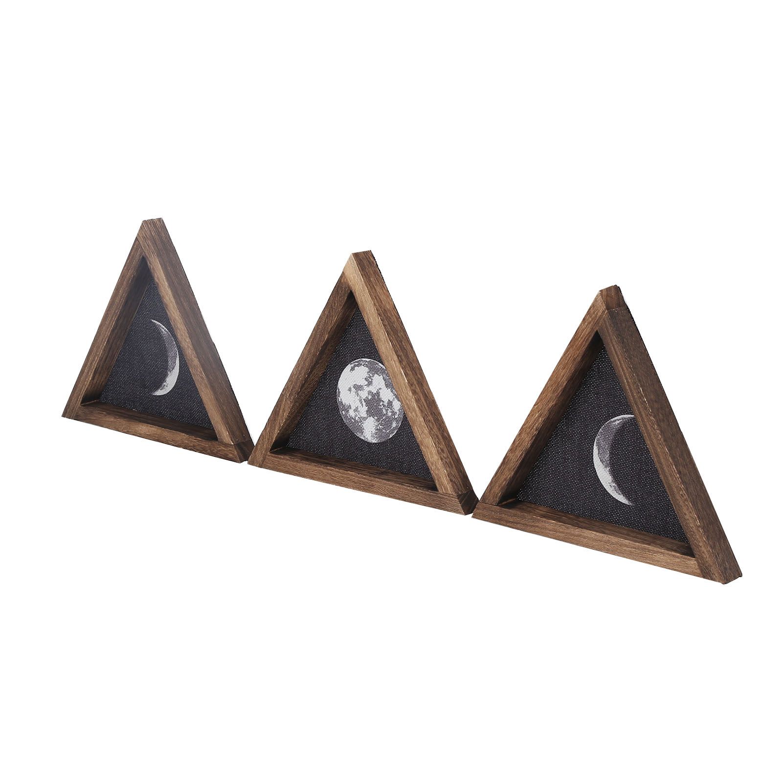 3Pcs Rustic Wall Moon Phase Decor Traingular Wall Decoration for Bedroom view 4