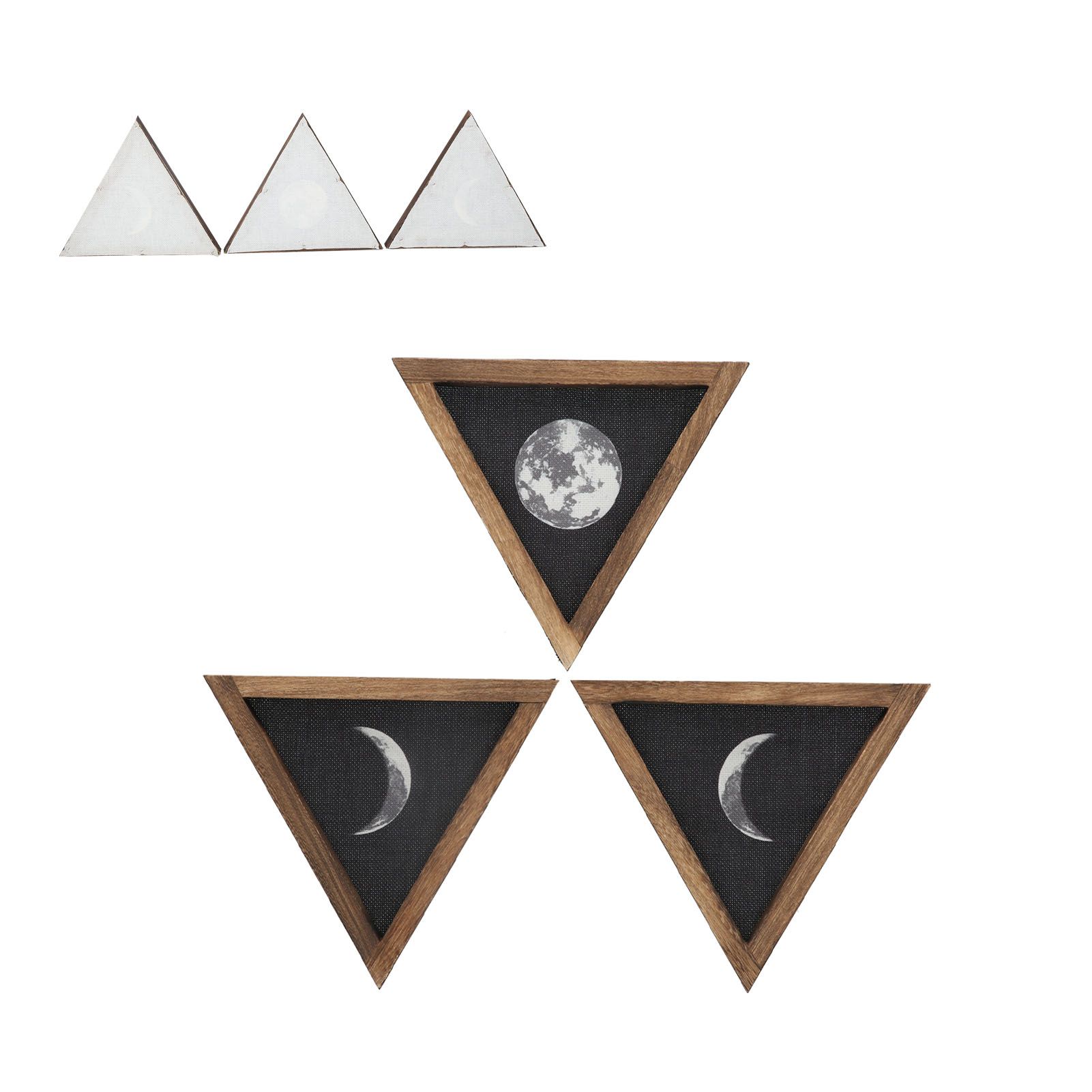 3Pcs Rustic Wall Moon Phase Decor Traingular Wall Decoration for Bedroom view 10