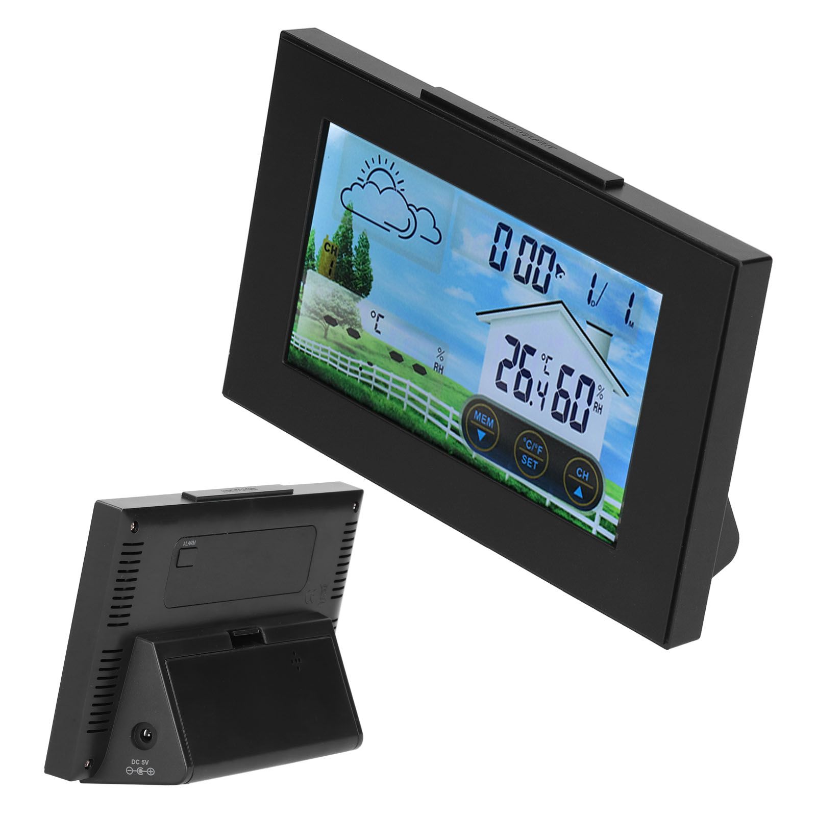 Weather Clock with Color Touch Screen Backlight Indoor Outdoor Thermometer view 3