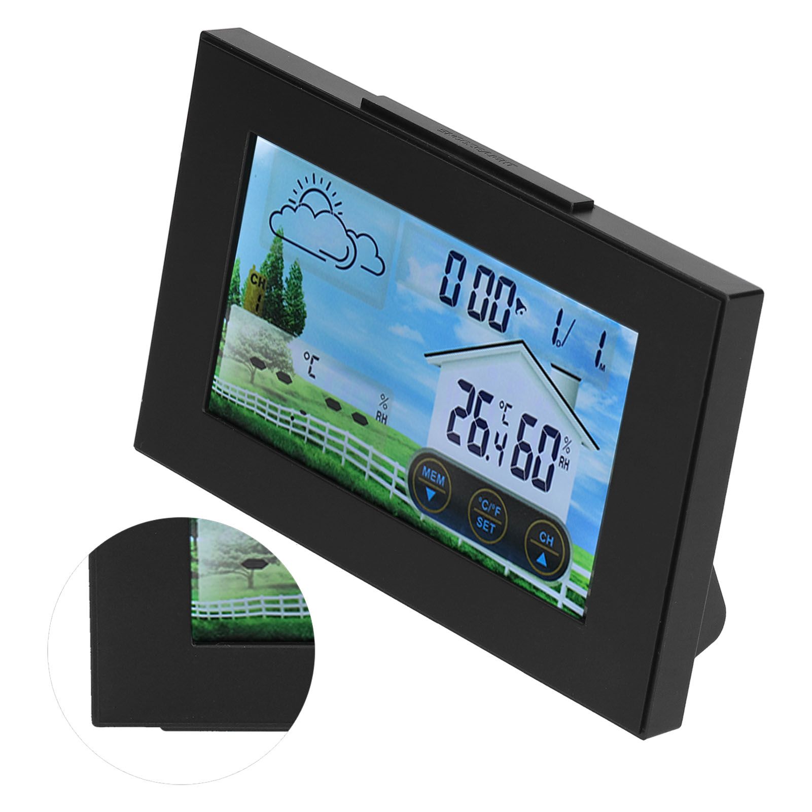 Weather Clock with Color Touch Screen Backlight Indoor Outdoor Thermometer view 4
