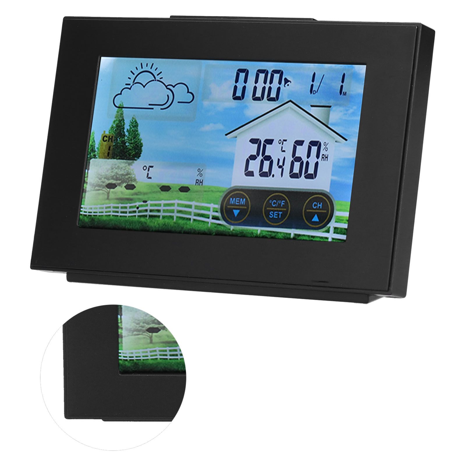 Weather Clock with Color Touch Screen Backlight Indoor Outdoor Thermometer view 6