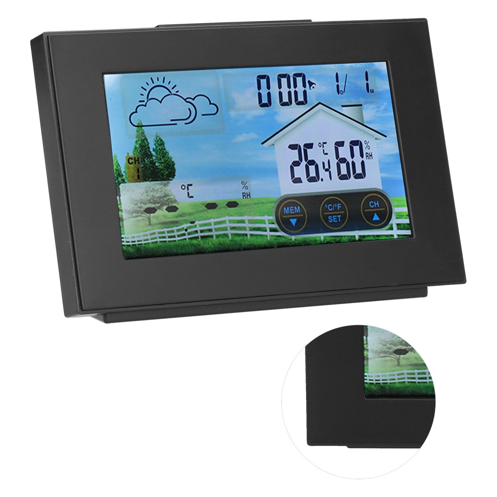Weather Clock with Color Touch Screen Backlight Indoor Outdoor Thermometer view 7