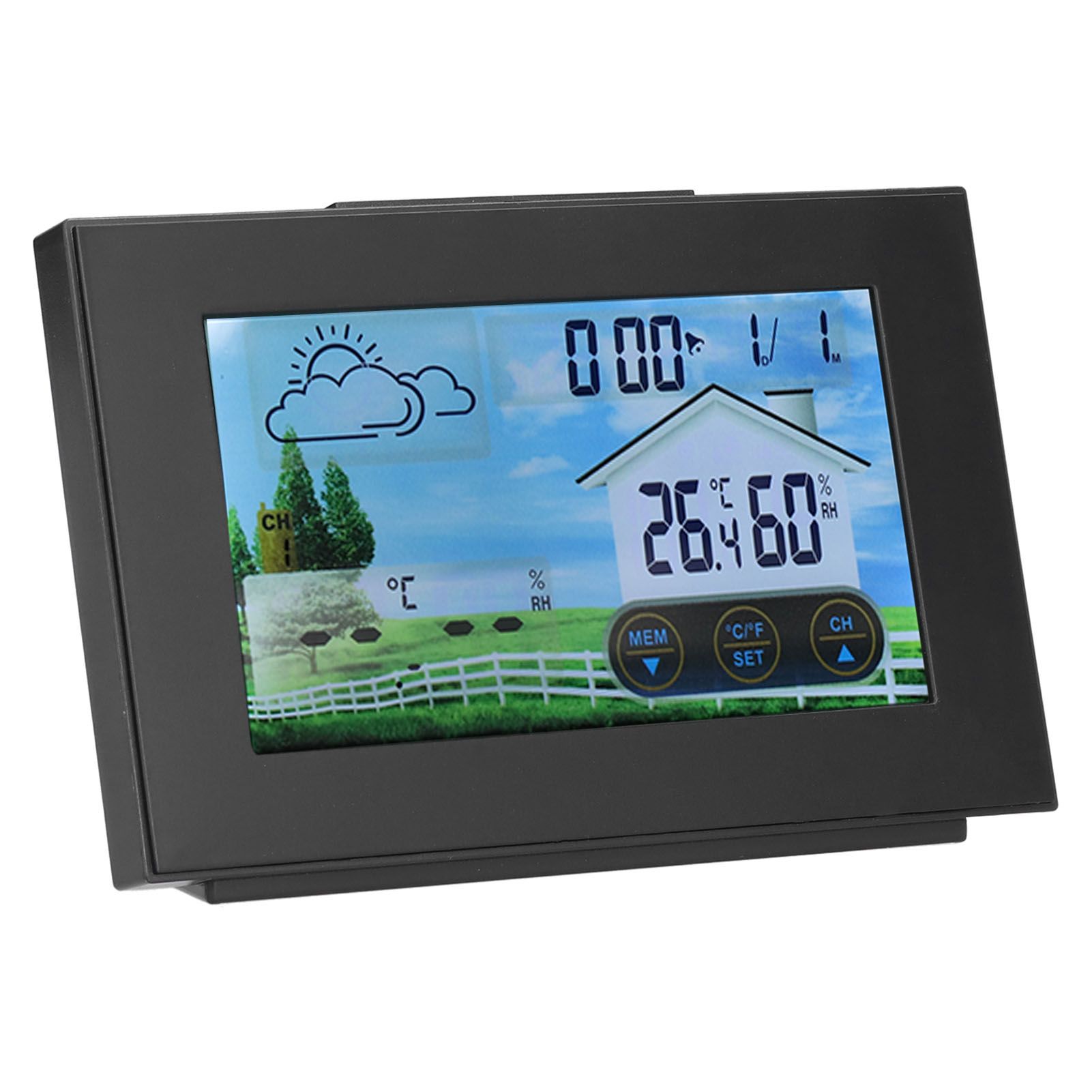 Weather Clock with Color Touch Screen Backlight Indoor Outdoor Thermometer view 8