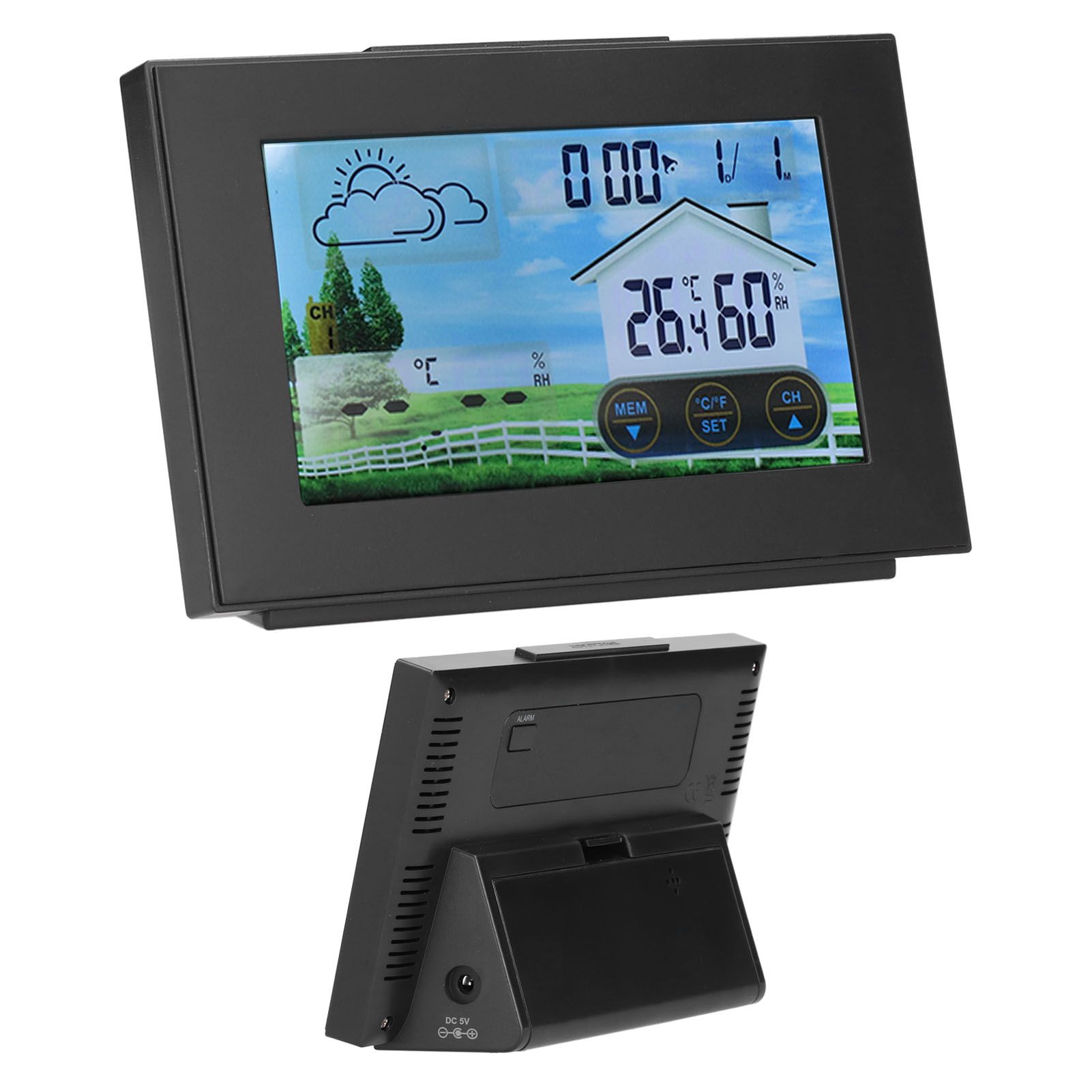 Weather Clock with Color Touch Screen Backlight Indoor Outdoor Thermometer view 9