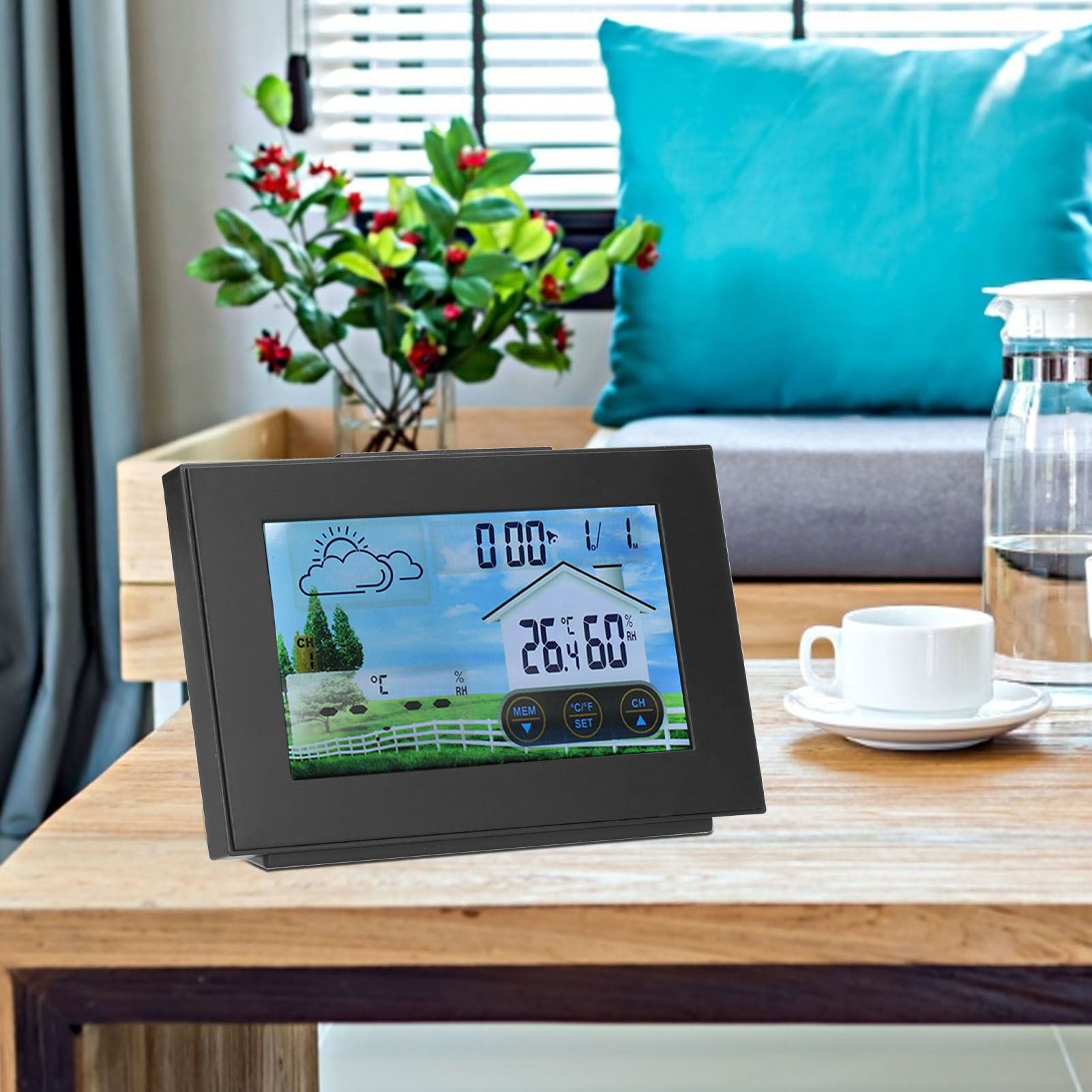Weather Clock with Color Touch Screen Backlight Indoor Outdoor Thermometer view 11