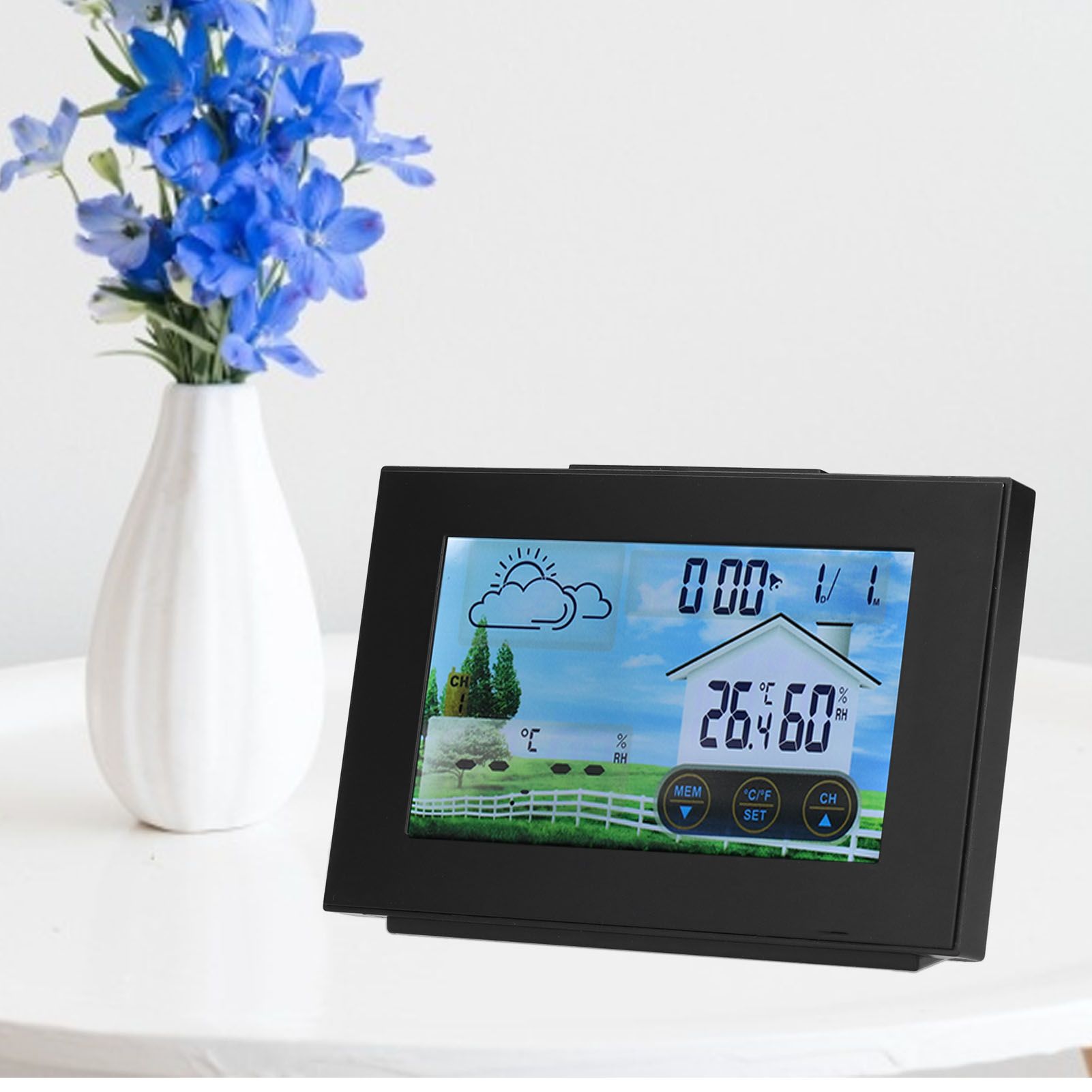 Weather Clock with Color Touch Screen Backlight Indoor Outdoor Thermometer view 12