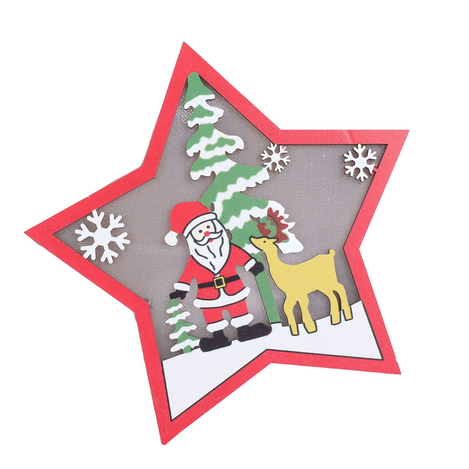 Star Shaped Wooden Christmas Ornament with LED Light Festive Holiday Decor for view 10