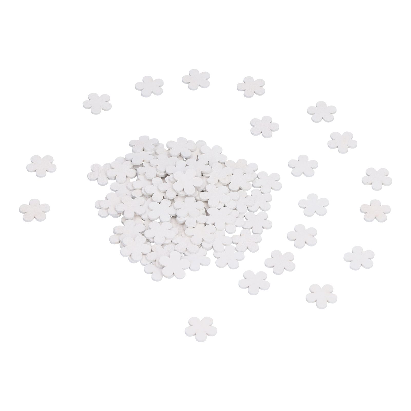 100Pcs/Bag Wooden Handicraft Pendant Innovative White Flower Ornament for Home view 8