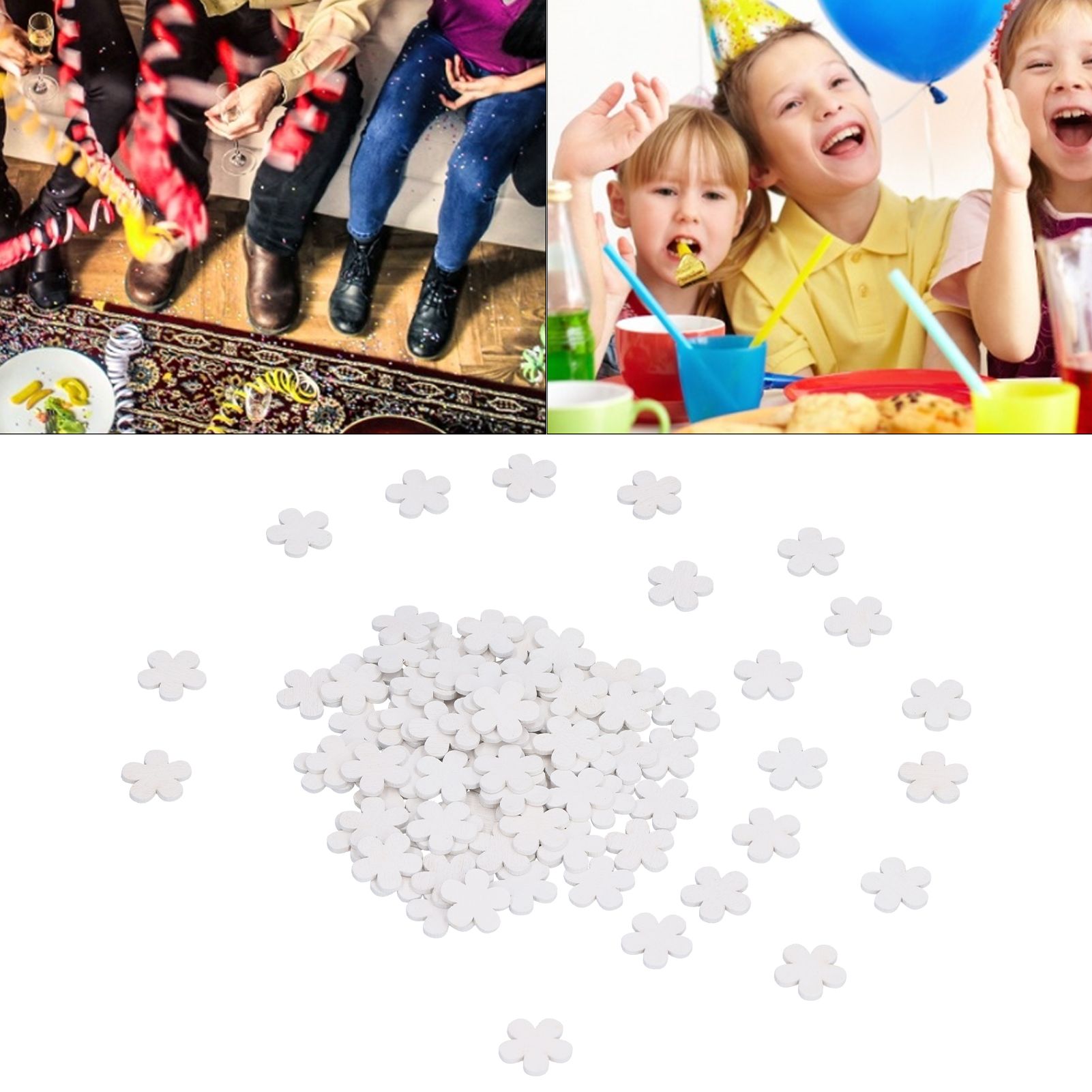 100Pcs/Bag Wooden Handicraft Pendant Innovative White Flower Ornament for Home view 11
