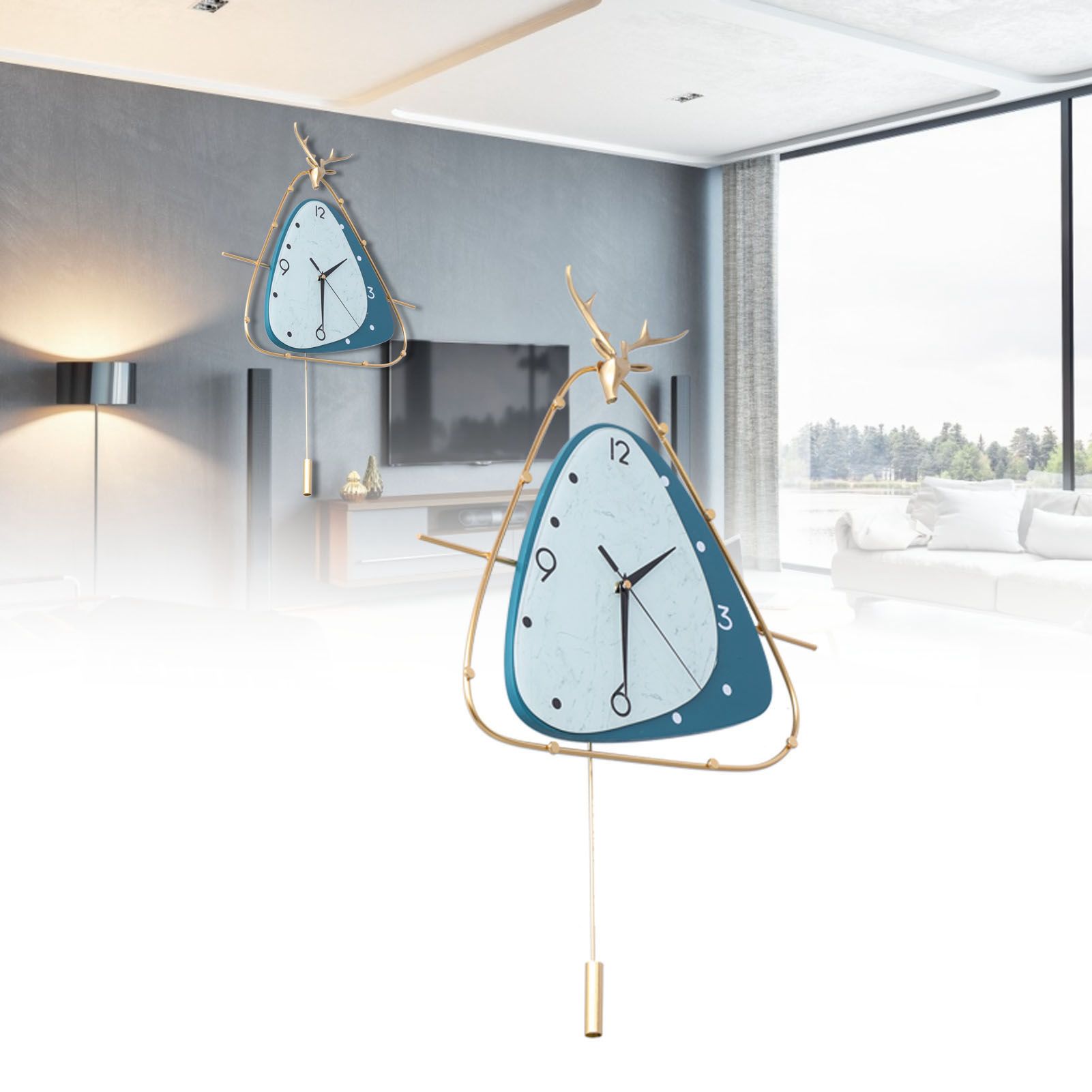 Nordic Light Luxury Clock Fashion Deer Head Wall Clock Living Room Household view 11