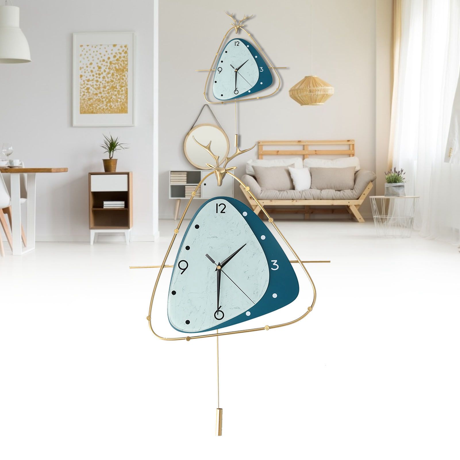 Nordic Light Luxury Clock Fashion Deer Head Wall Clock Living Room Household view 12