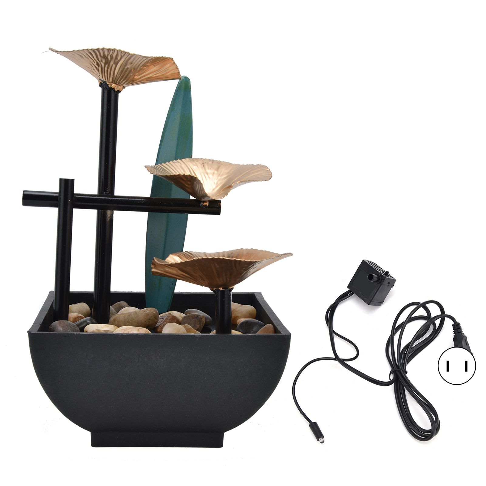 Wrought Iron Flowing Water Ornaments Fountain Feng Shui Ornaments for Home TV view 2