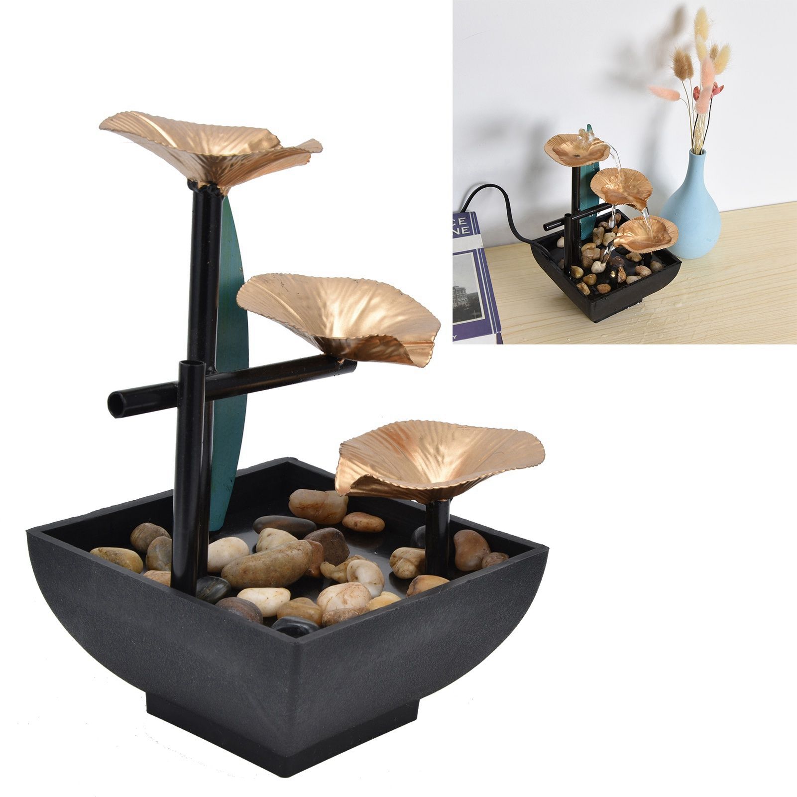 Wrought Iron Flowing Water Ornaments Fountain Feng Shui Ornaments for Home TV view 12