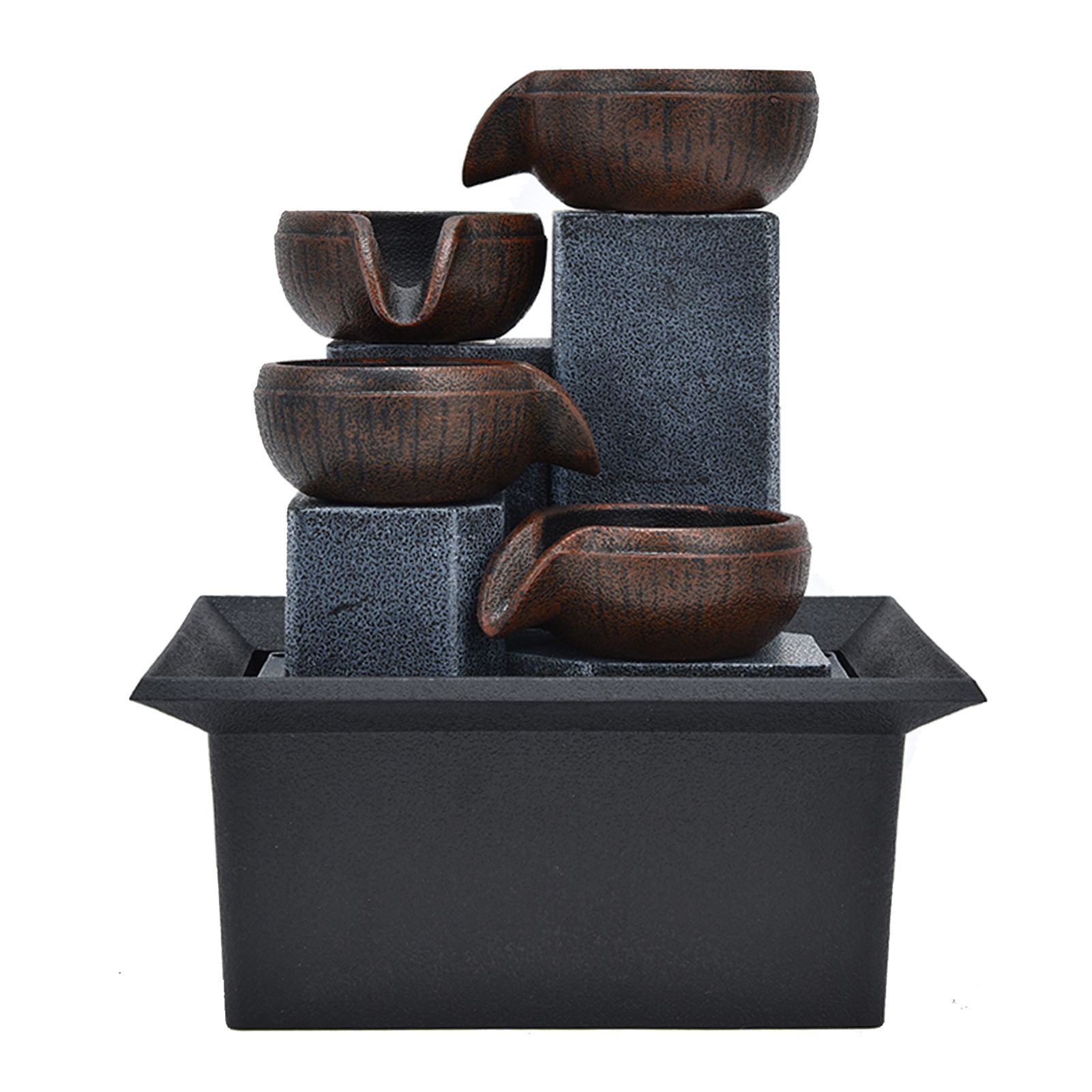 Tabletop Water Fountain with LED Yellow Light Feng Shui Relaxation Desktop — image 1