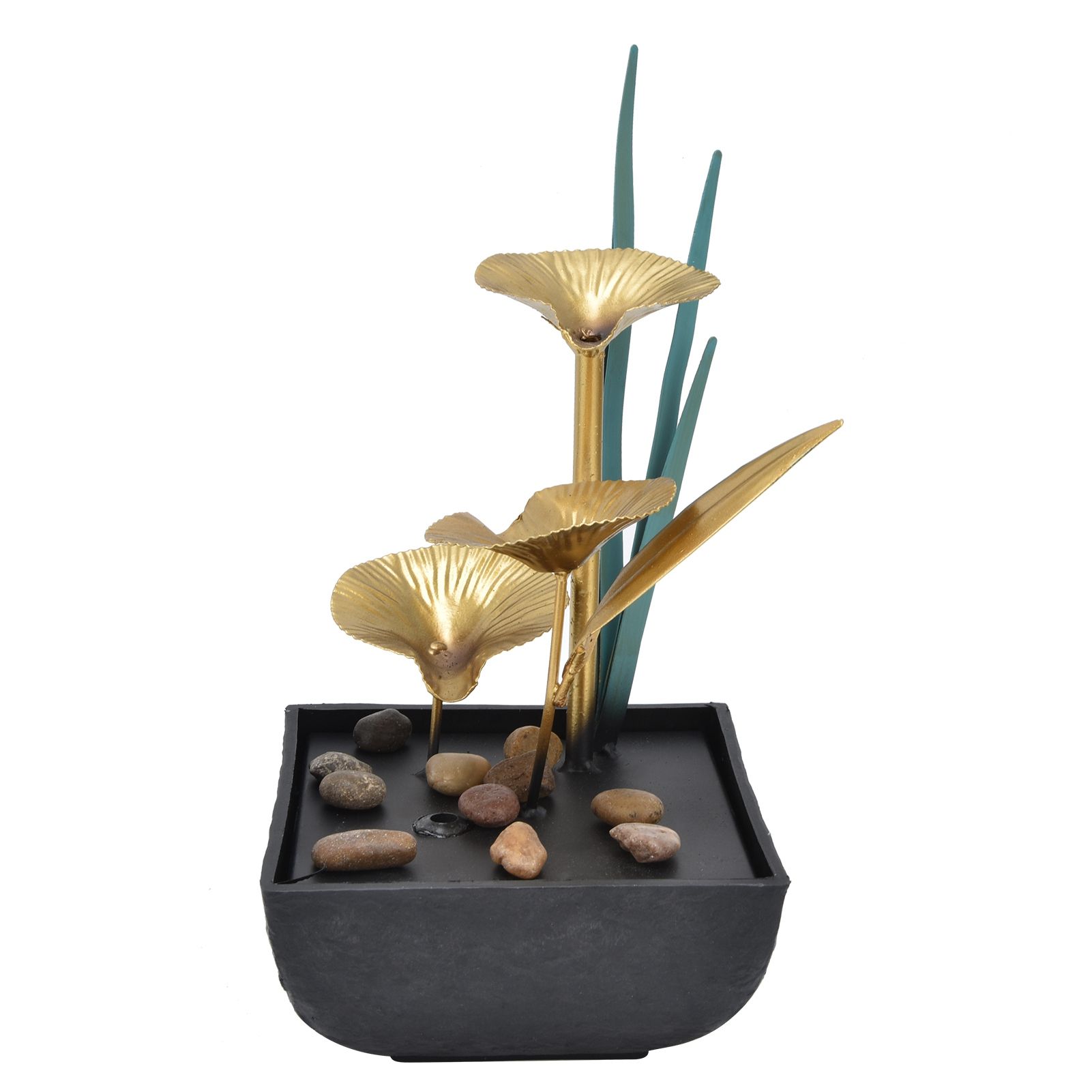 Indoor Tabletop Fountain Lotus LED Waterfall Fountain Ornament Feng Shui Art view 9