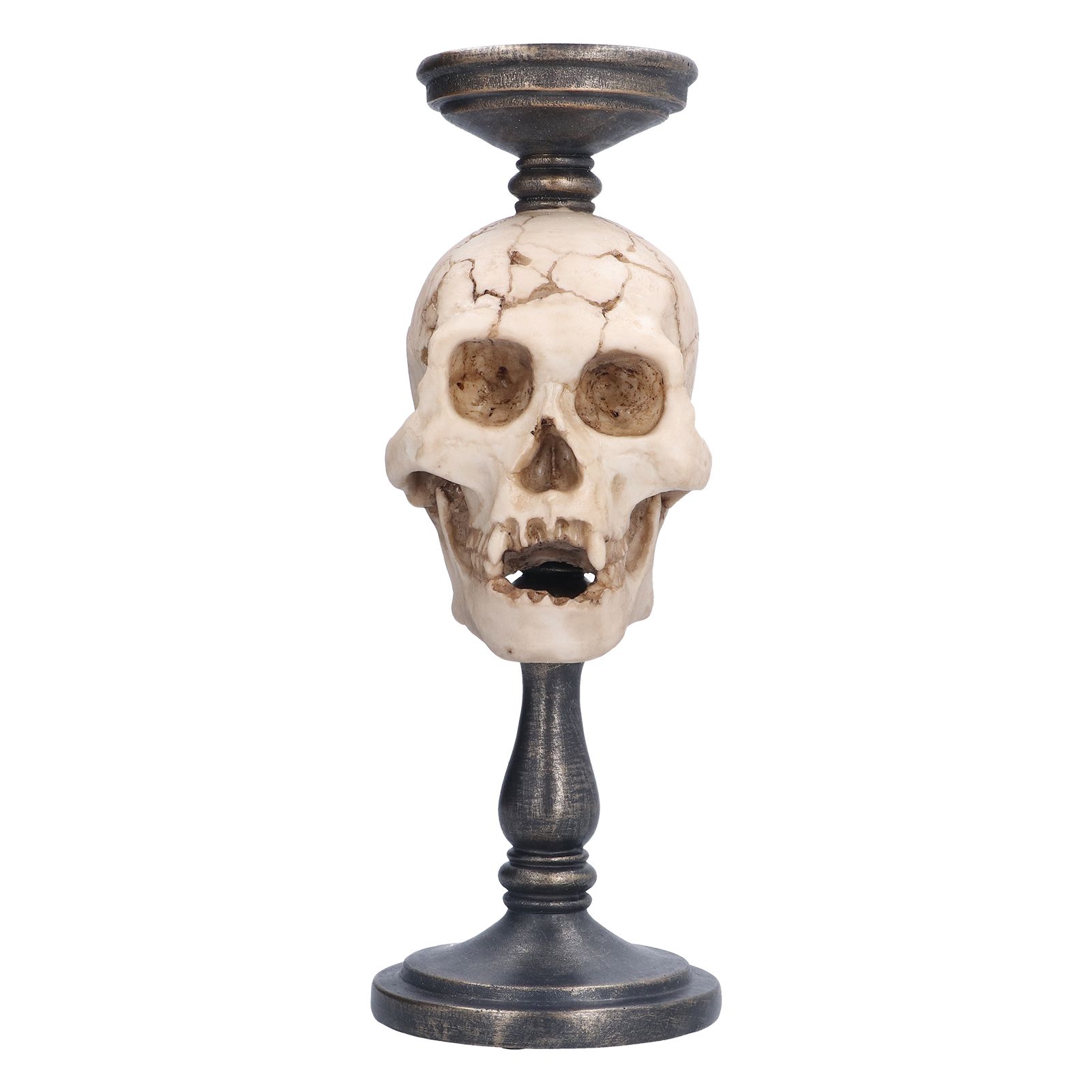 Candle Holder Resin Durable Terrifying Skull Halloween Supplies for Home view 2