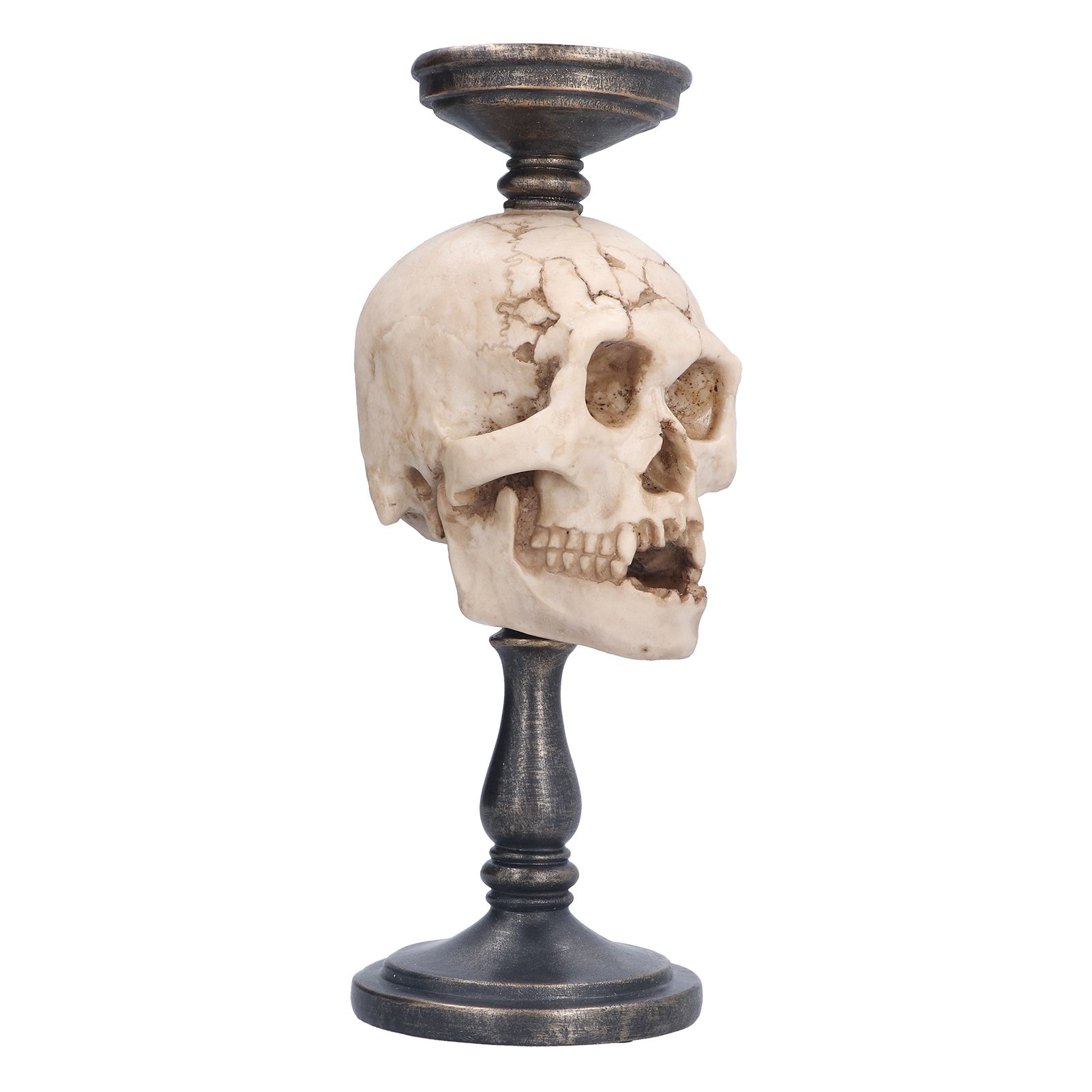 Candle Holder Resin Durable Terrifying Skull Halloween Supplies for Home view 3