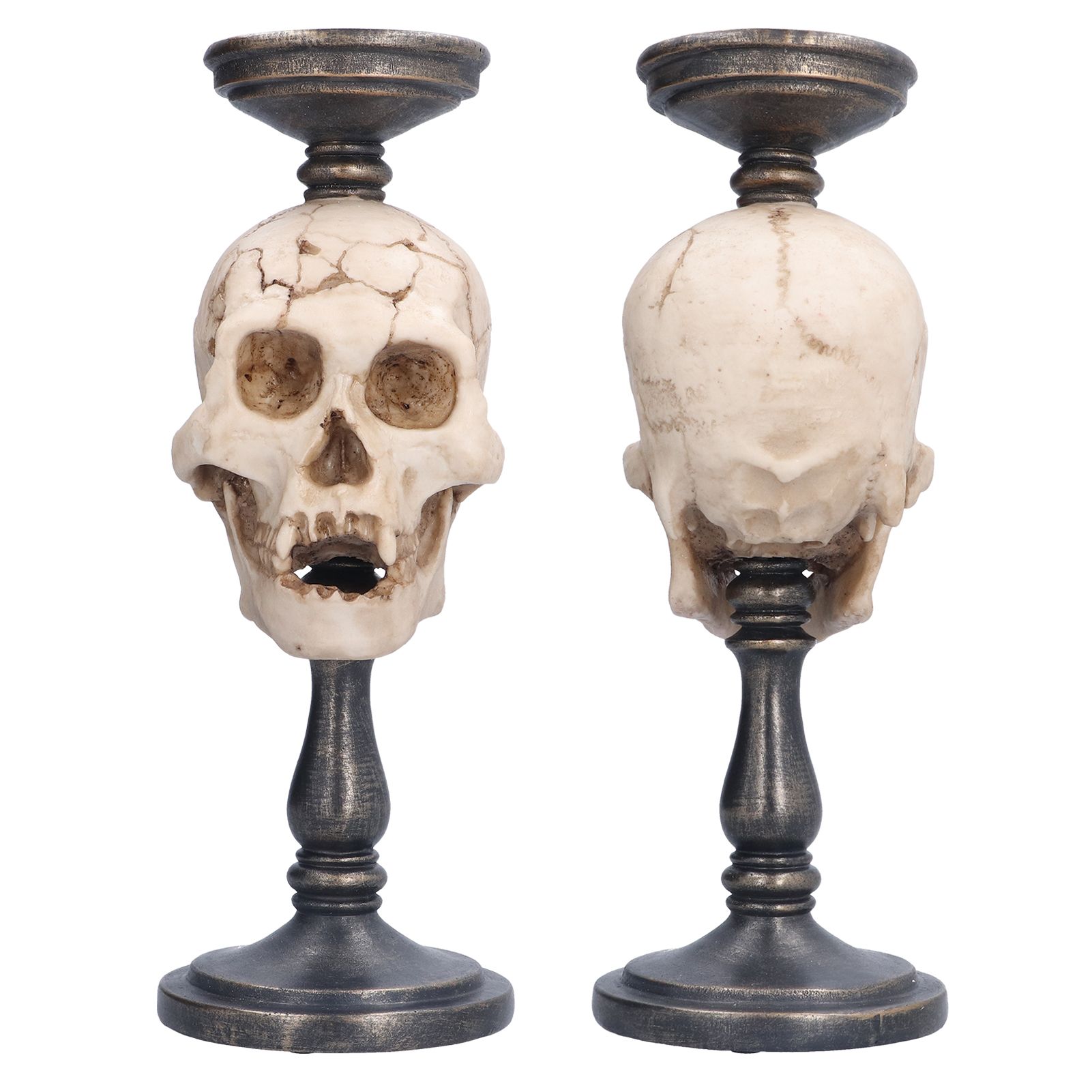 Candle Holder Resin Durable Terrifying Skull Halloween Supplies for Home view 8