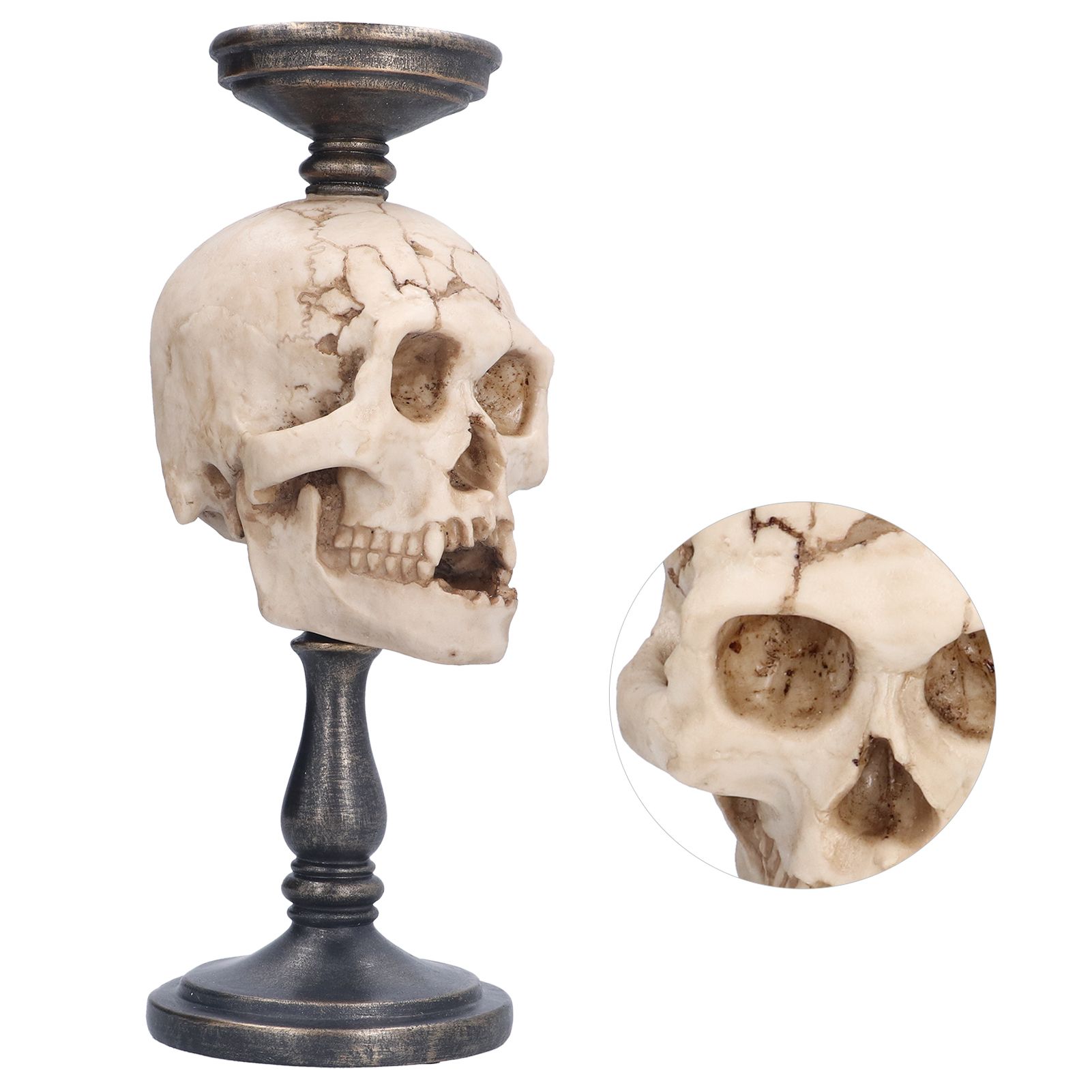 Candle Holder Resin Durable Terrifying Skull Halloween Supplies for Home view 9