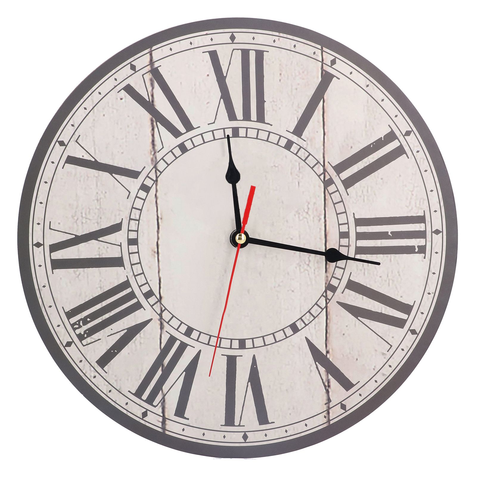 Wall Clock Silent Retro Vintage Style Wooden Round Clock with Roman Numerals view 2