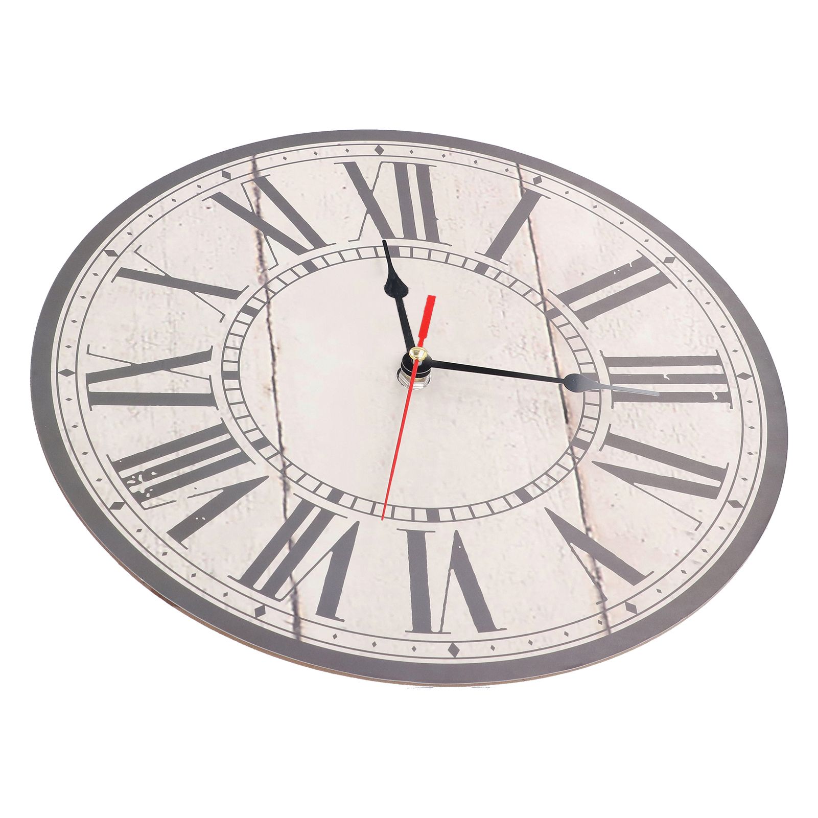 Wall Clock Silent Retro Vintage Style Wooden Round Clock with Roman Numerals view 3