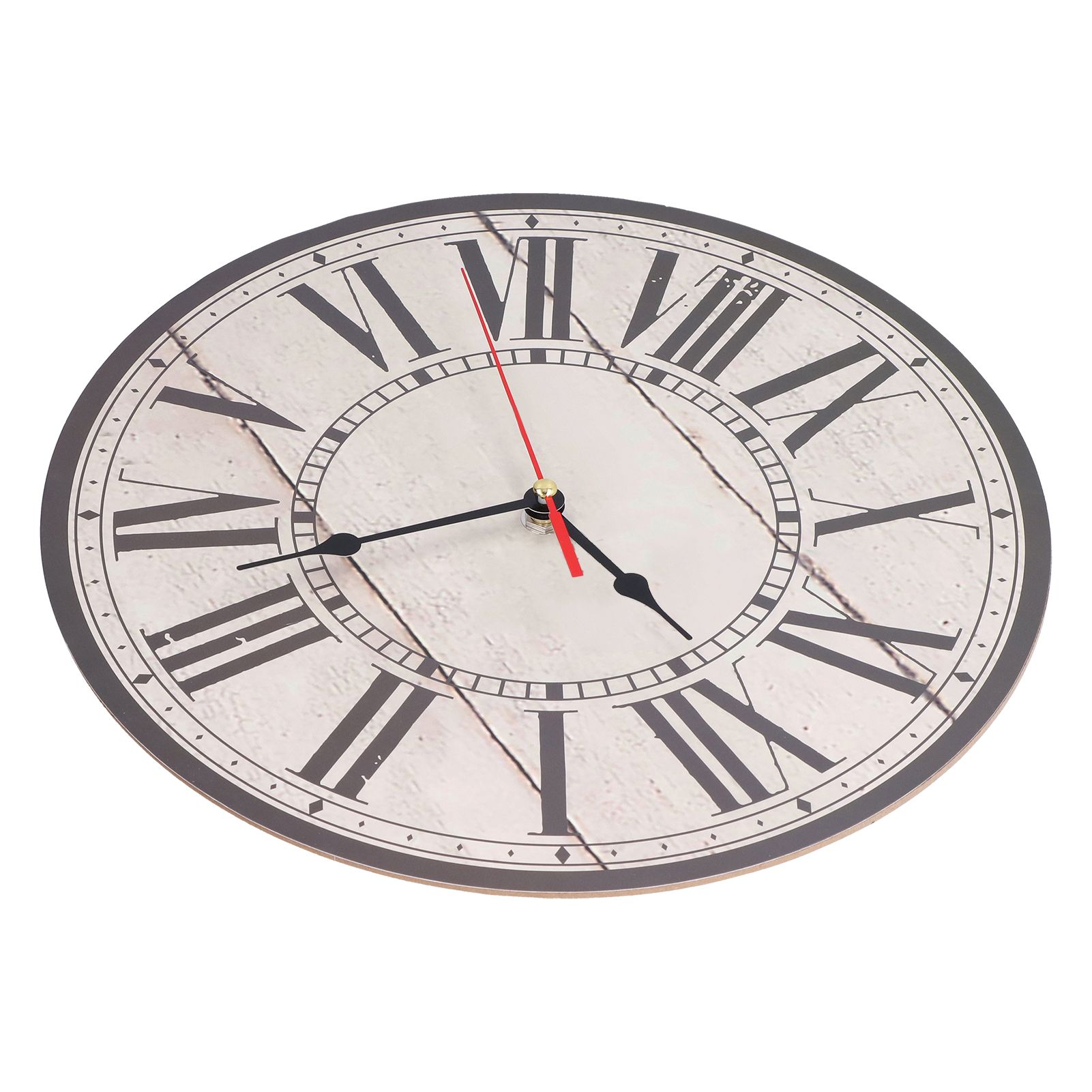 Wall Clock Silent Retro Vintage Style Wooden Round Clock with Roman Numerals view 4
