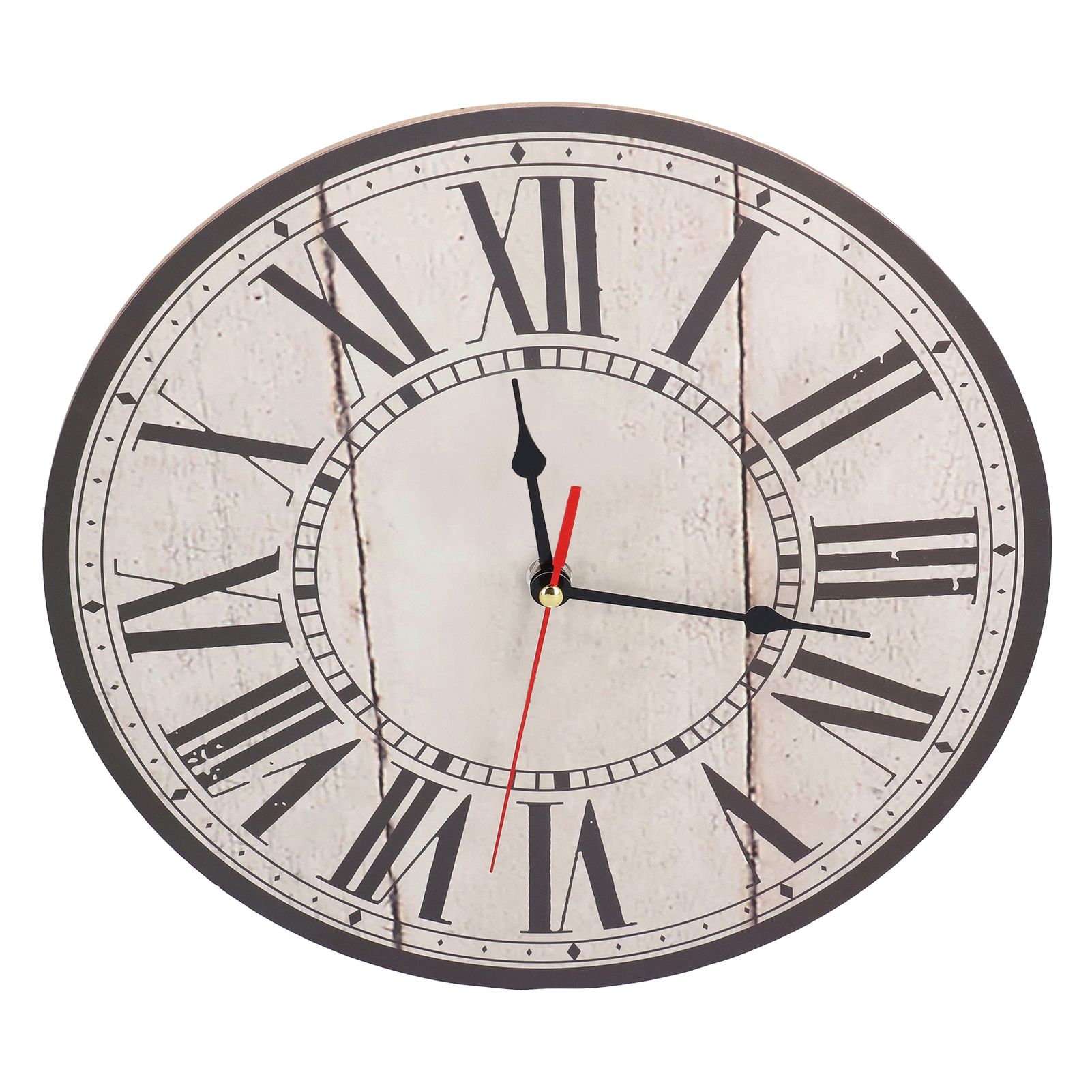 Wall Clock Silent Retro Vintage Style Wooden Round Clock with Roman Numerals view 5