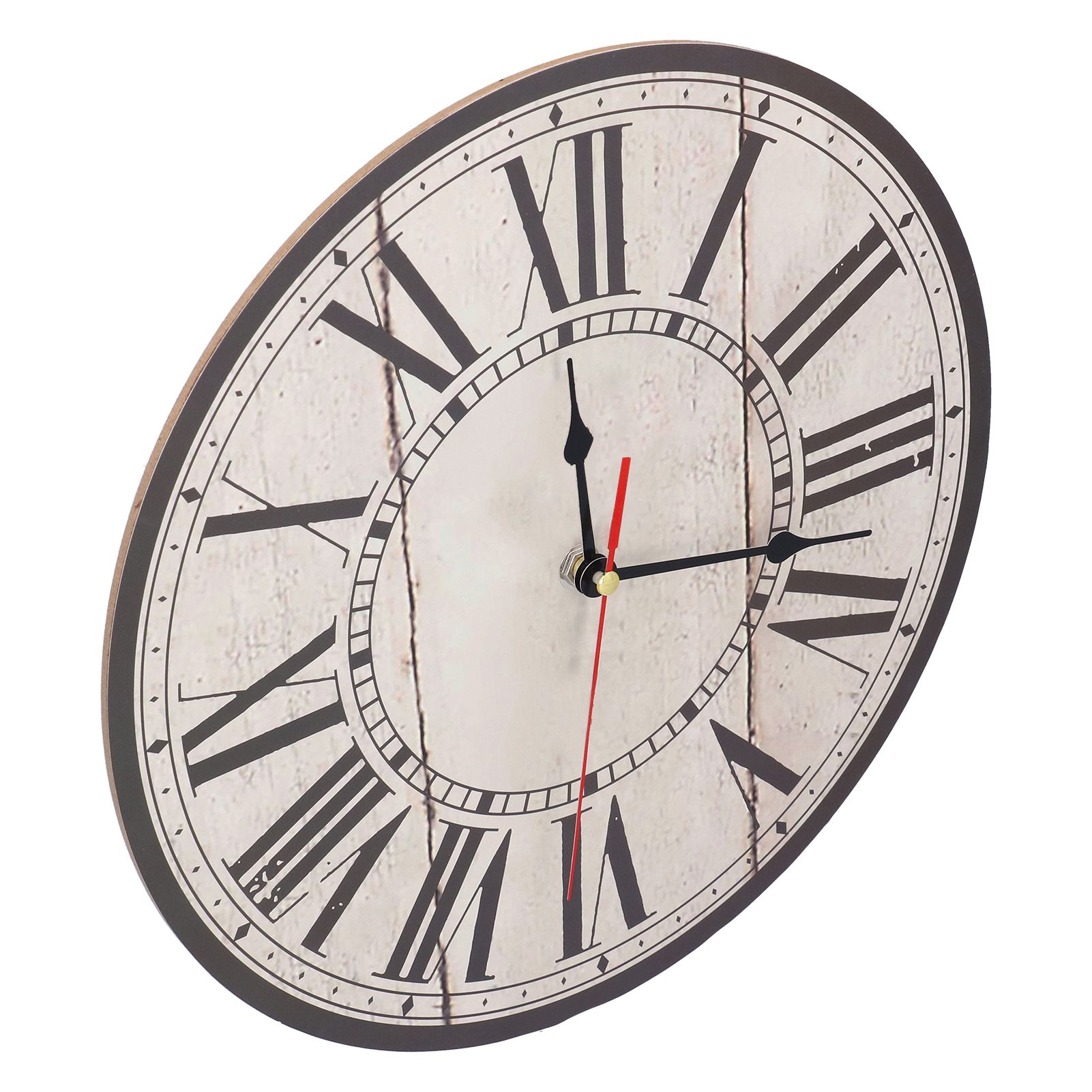 Wall Clock Silent Retro Vintage Style Wooden Round Clock with Roman Numerals view 6