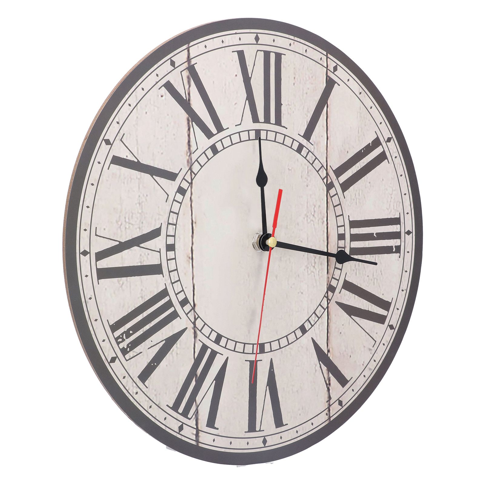Wall Clock Silent Retro Vintage Style Wooden Round Clock with Roman Numerals view 7