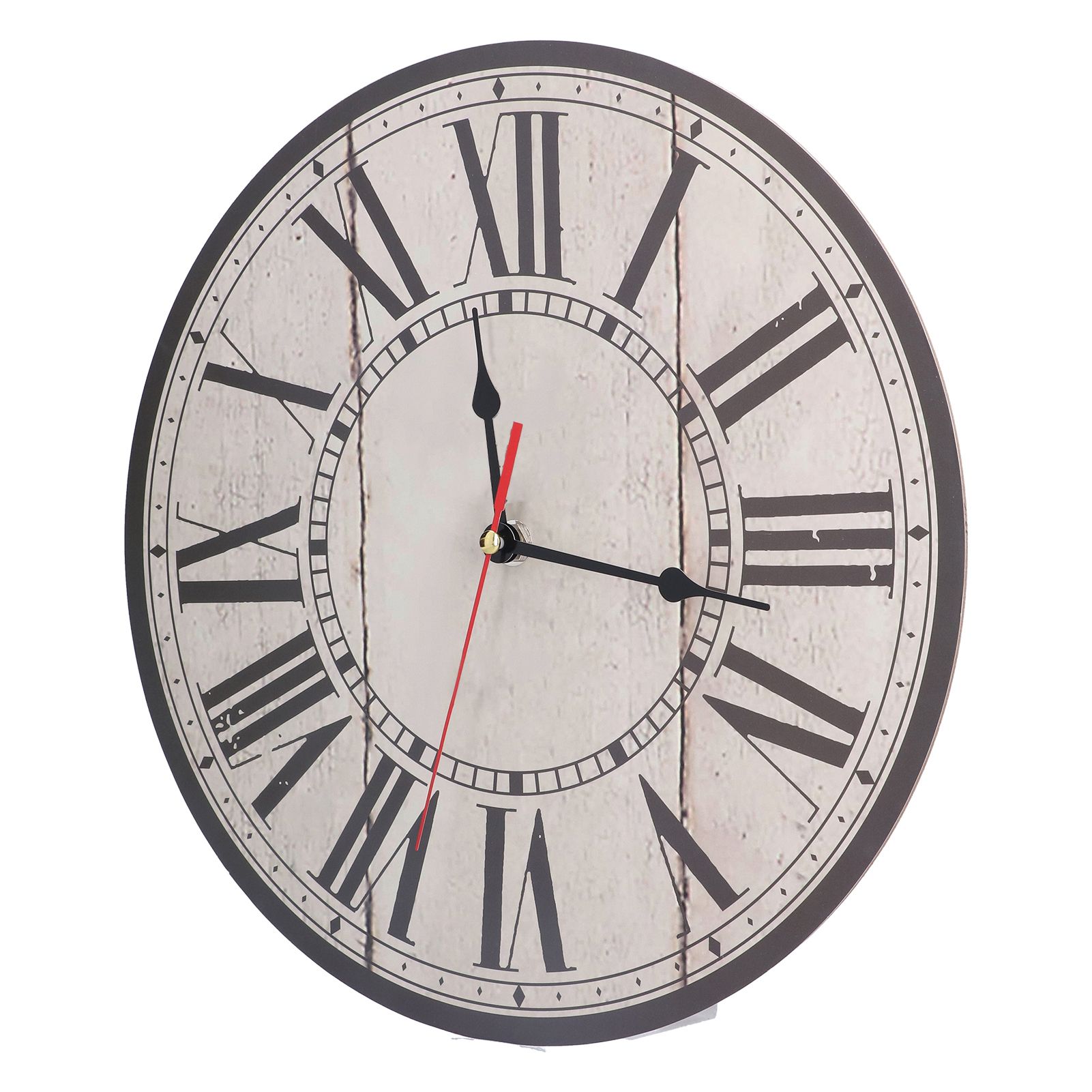 Wall Clock Silent Retro Vintage Style Wooden Round Clock with Roman Numerals view 8