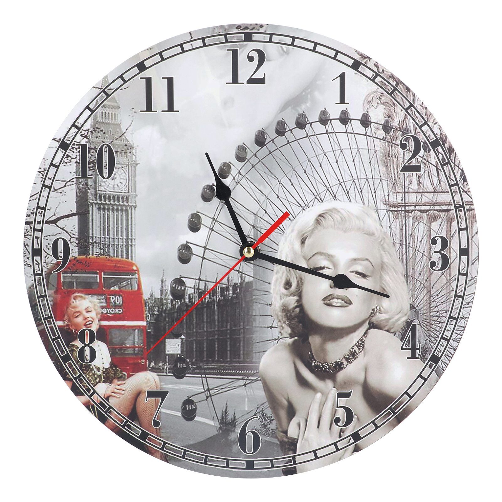 Wall Clock Antique Non Ticking Round Wall Clock Wooden Arabic Numeral Wall view 2