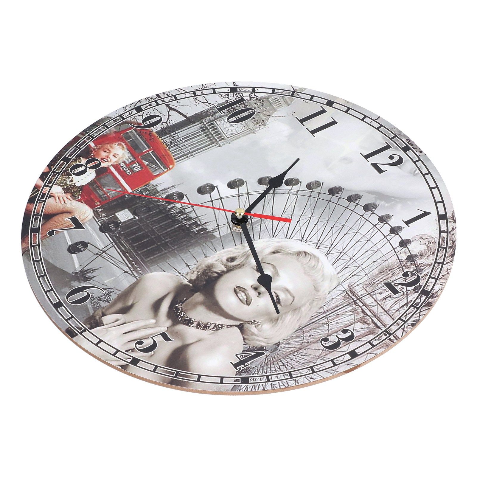 Wall Clock Antique Non Ticking Round Wall Clock Wooden Arabic Numeral Wall view 3