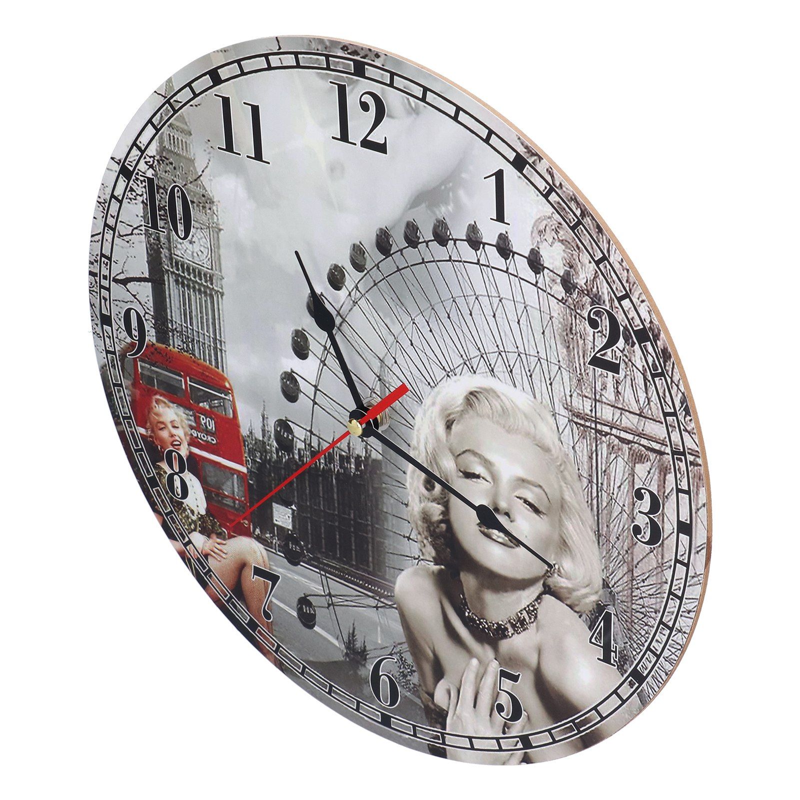 Wall Clock Antique Non Ticking Round Wall Clock Wooden Arabic Numeral Wall view 6