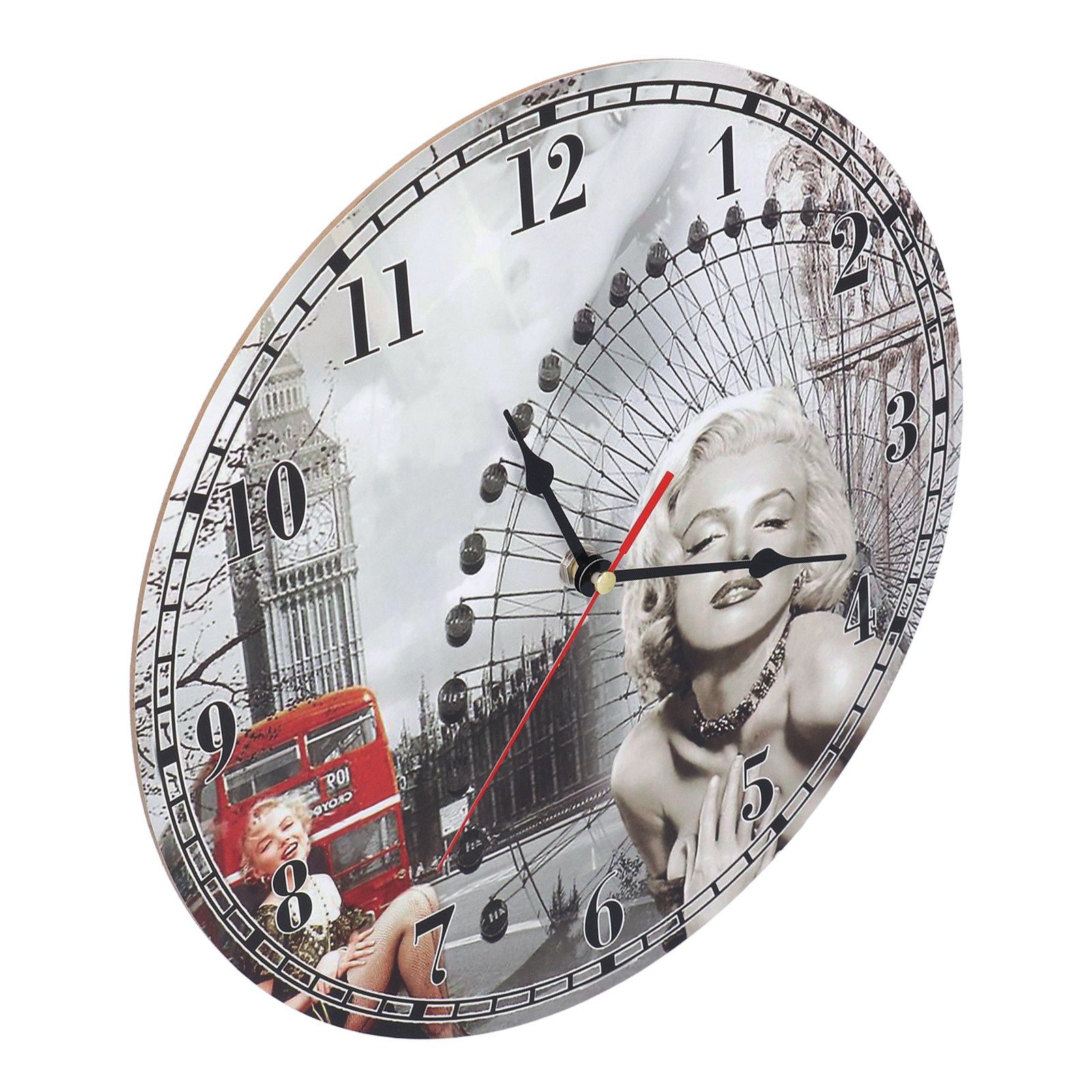 Wall Clock Antique Non Ticking Round Wall Clock Wooden Arabic Numeral Wall view 8