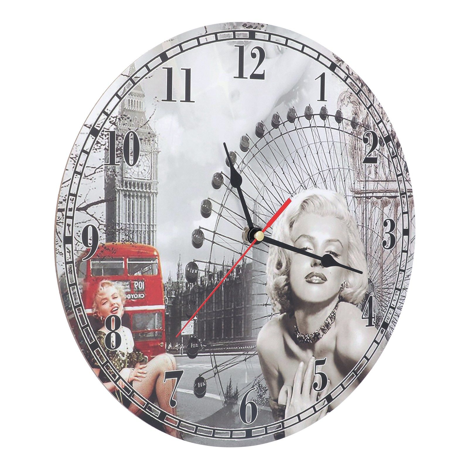 Wall Clock Antique Non Ticking Round Wall Clock Wooden Arabic Numeral Wall view 9