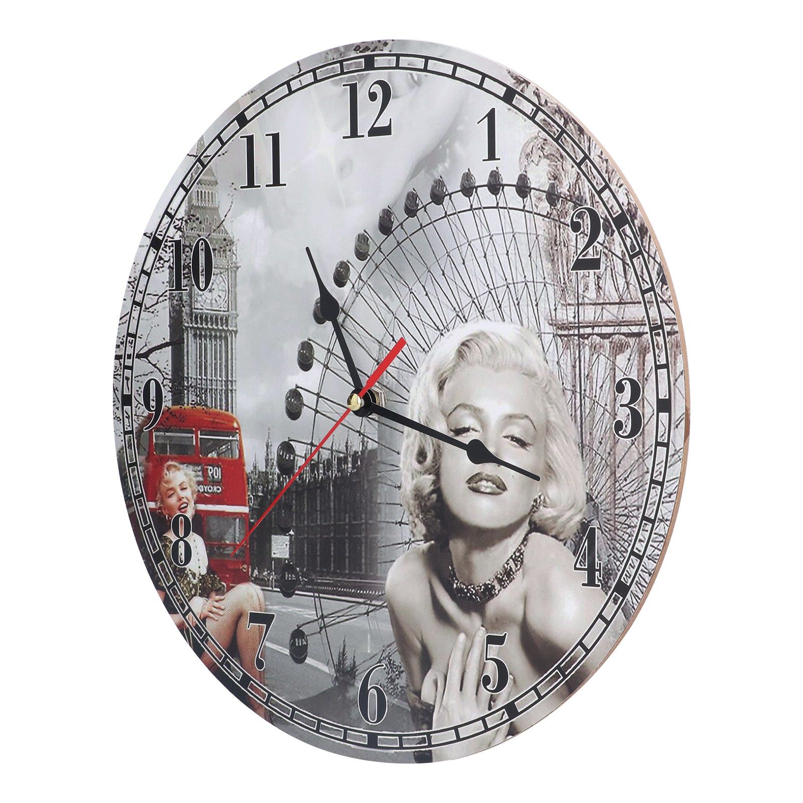 Wall Clock Antique Non Ticking Round Wall Clock Wooden Arabic Numeral Wall view 10