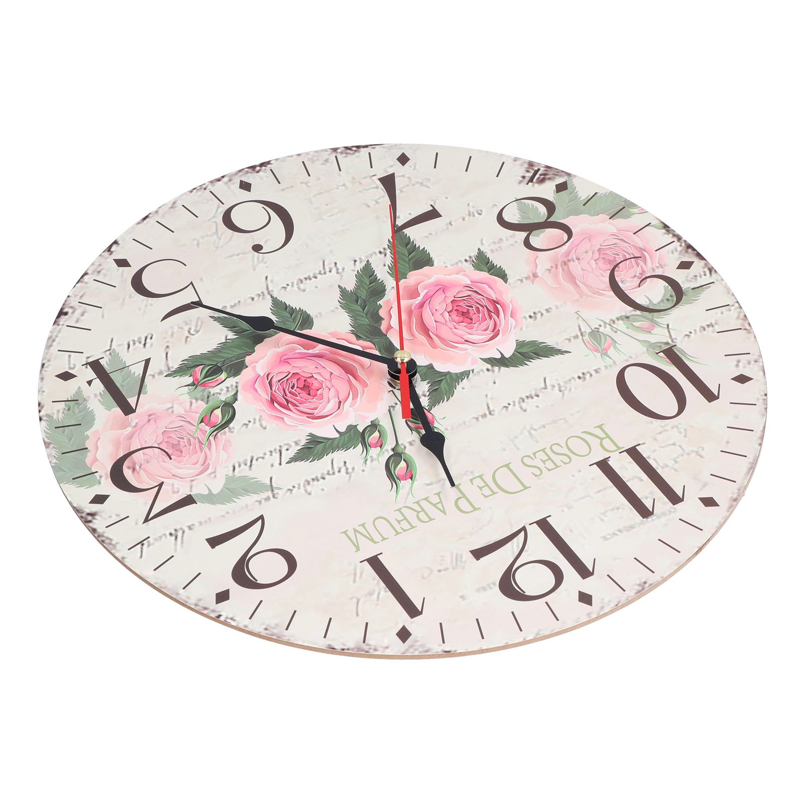 Wooden Clock Simple Durable Mute Accurate Retro Round Wall Clock for Living view 5